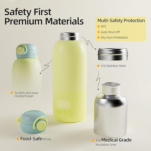 Miniatura 6 de Ellie - Calentador de biberones portátil con control preciso de temperatura, calentamiento rápido de leche materna y fórmula, gran capacidad de 15