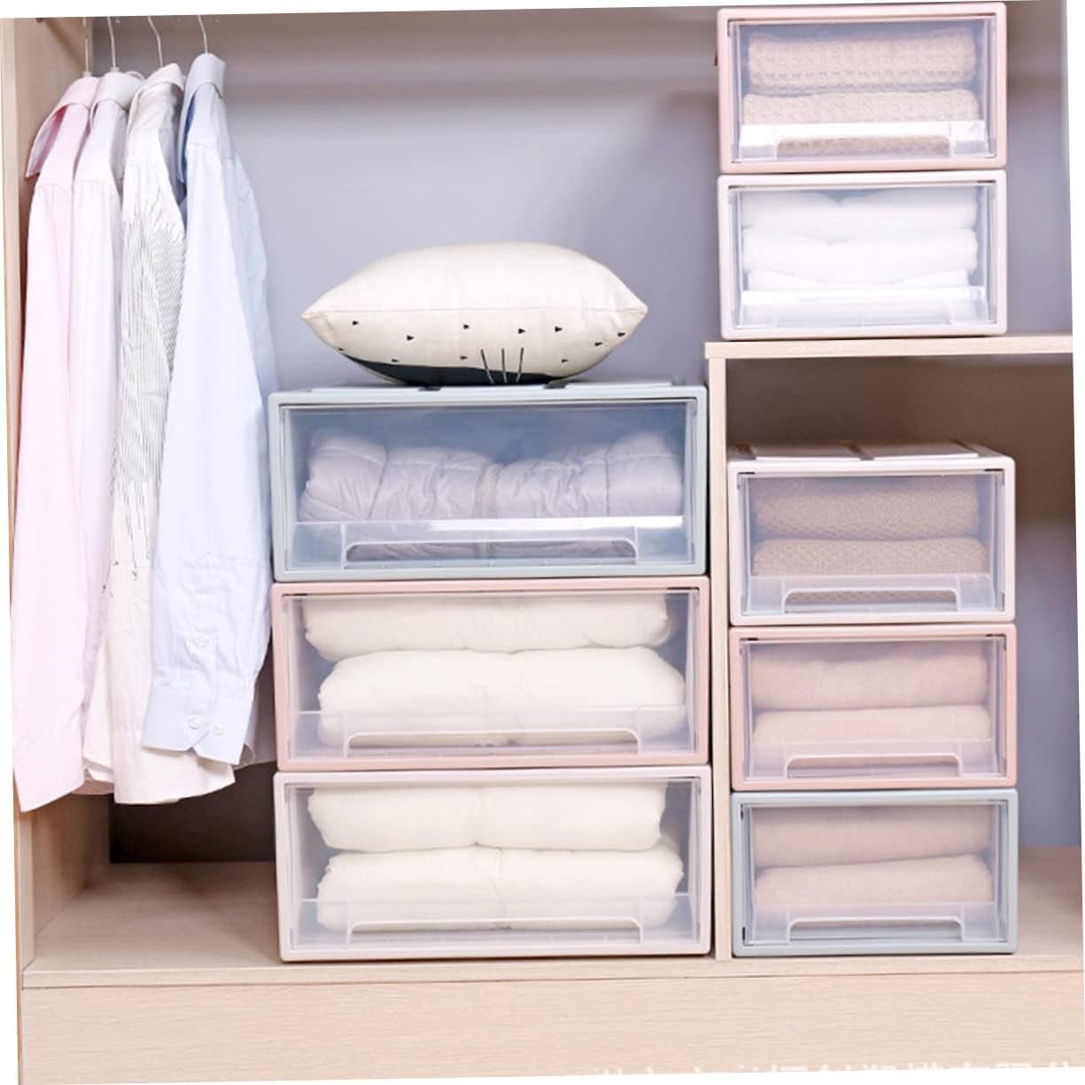 Garneck Plastic Drawer Storage Box Multi-purpose Organizer Dresser Organizers Shoes Storage