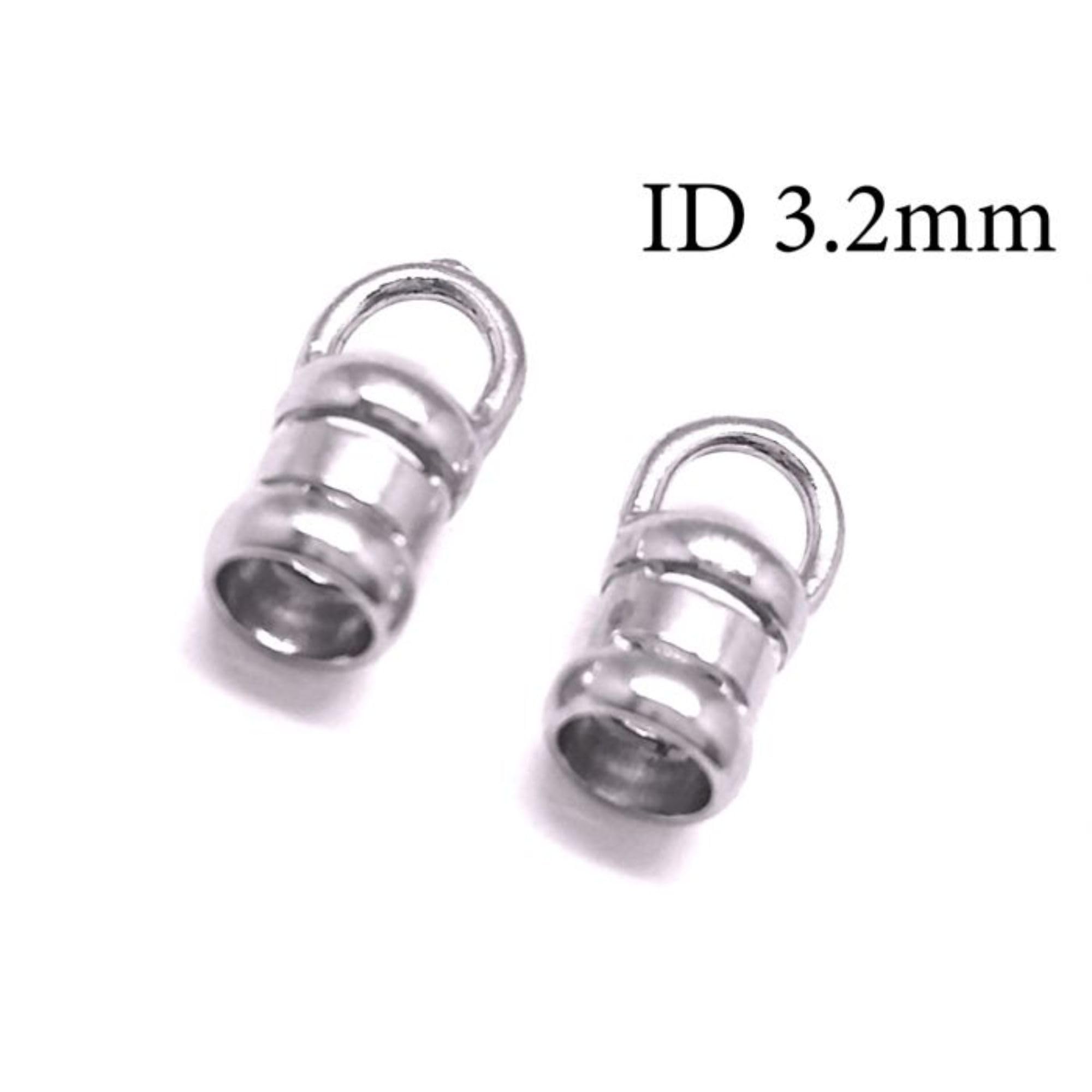 Sterling Silver Crimp End Cap with Loop - 3.2mm Inside Diameter - Secure Closure for Versatile Jewelry Designs