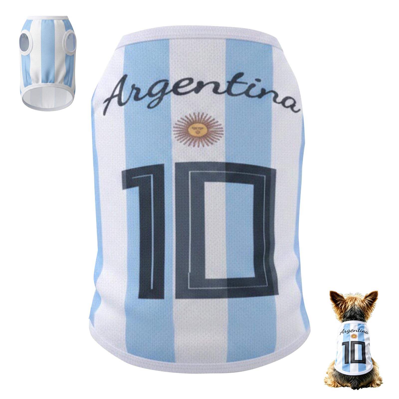 Dog Football Shirt, World Soccer Shirt for Dog, Breathable Mesh Sleeveless Puppy Sports Costume Football Sportswear Pet Clothes Gifts For Fans Pet Lovers Clothes for Small Puppy (White #3, XL)