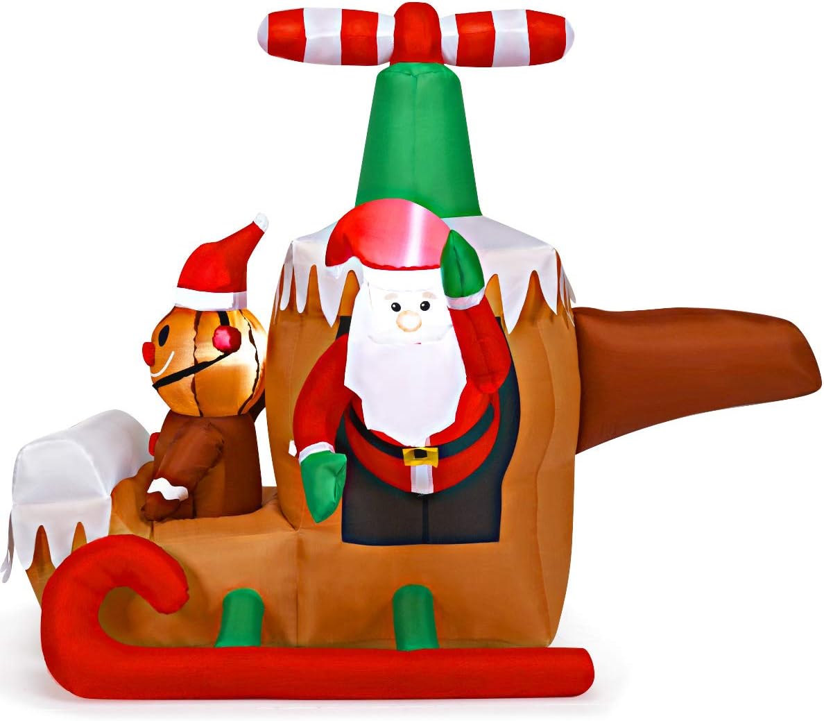 COSTWAY 6Ft Long Inflatable Santa Claus Flying Airplane