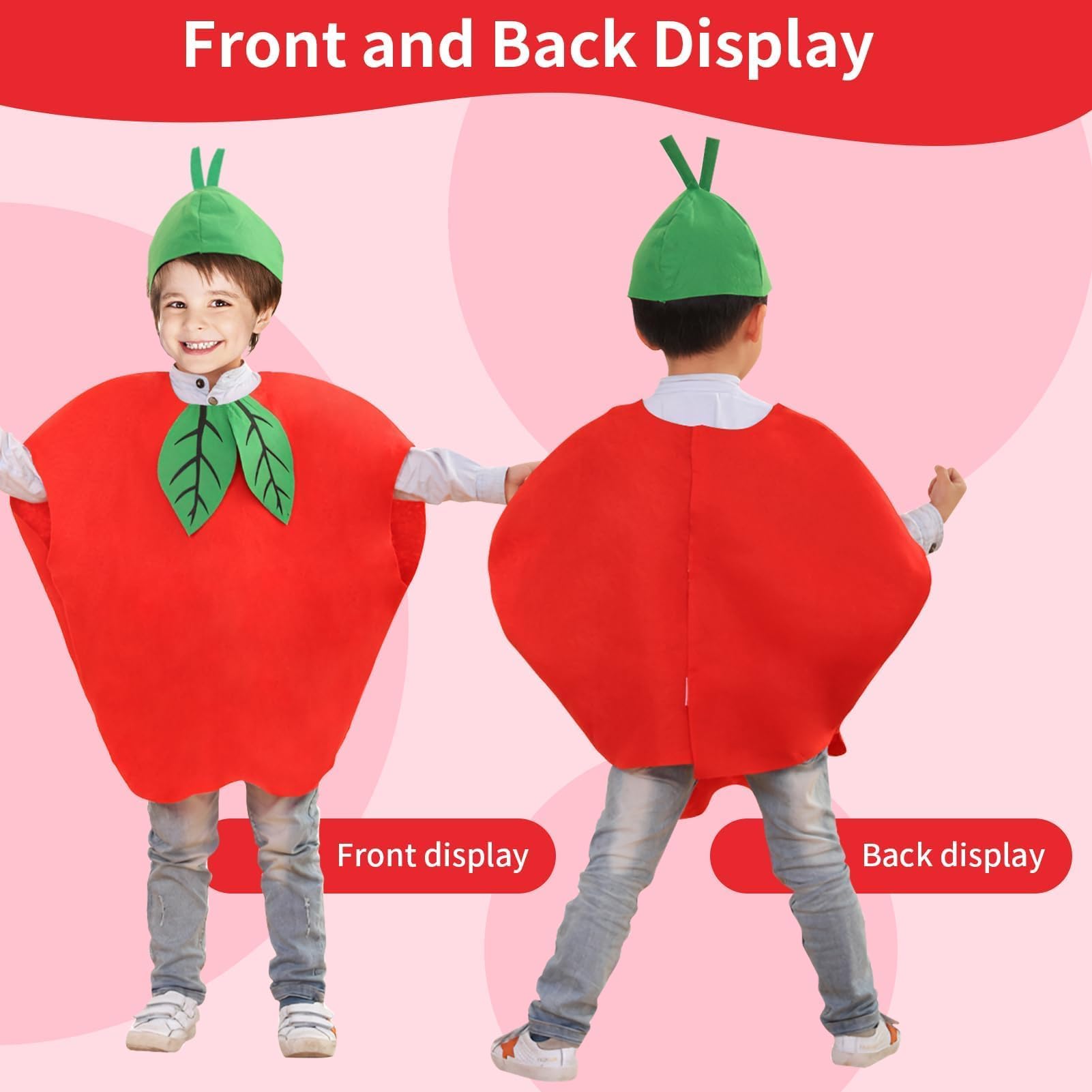 Uoww Fruit Costumes Boys and Girls Fancy Dress Outfit Dress Up, Apple Costumes Suitable for Halloween, Christmas, Theme Partes and Role-Playing - Image 4