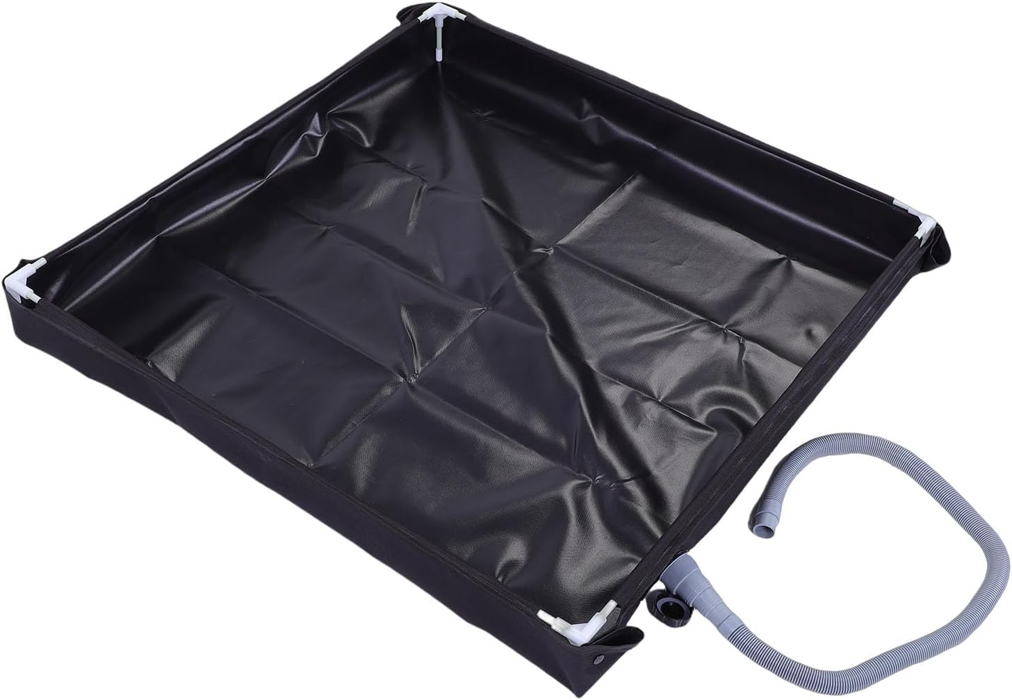 Portable Shower Tray, Foldable Camping Shower Base with Drain Plug Pipe PVC Portable Shower Pan for RV Outdoor Camping Garden Cleaning Washing Machine Overflow