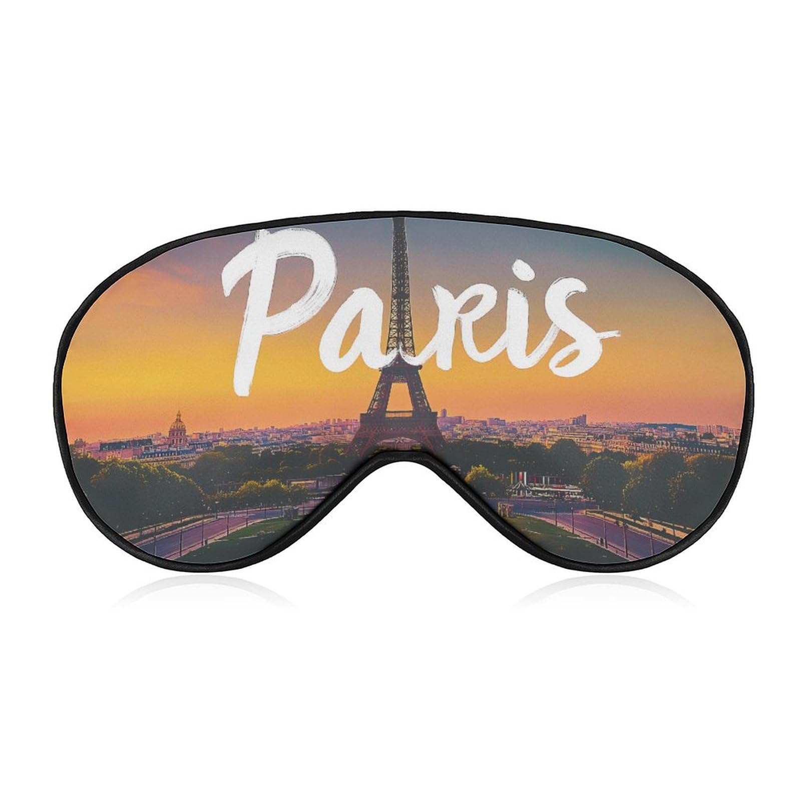 Eiffel Tower at Sunset Sleep Mask Eye Shade Cover Adjustable Strap for Travel Lunch Break Women Men