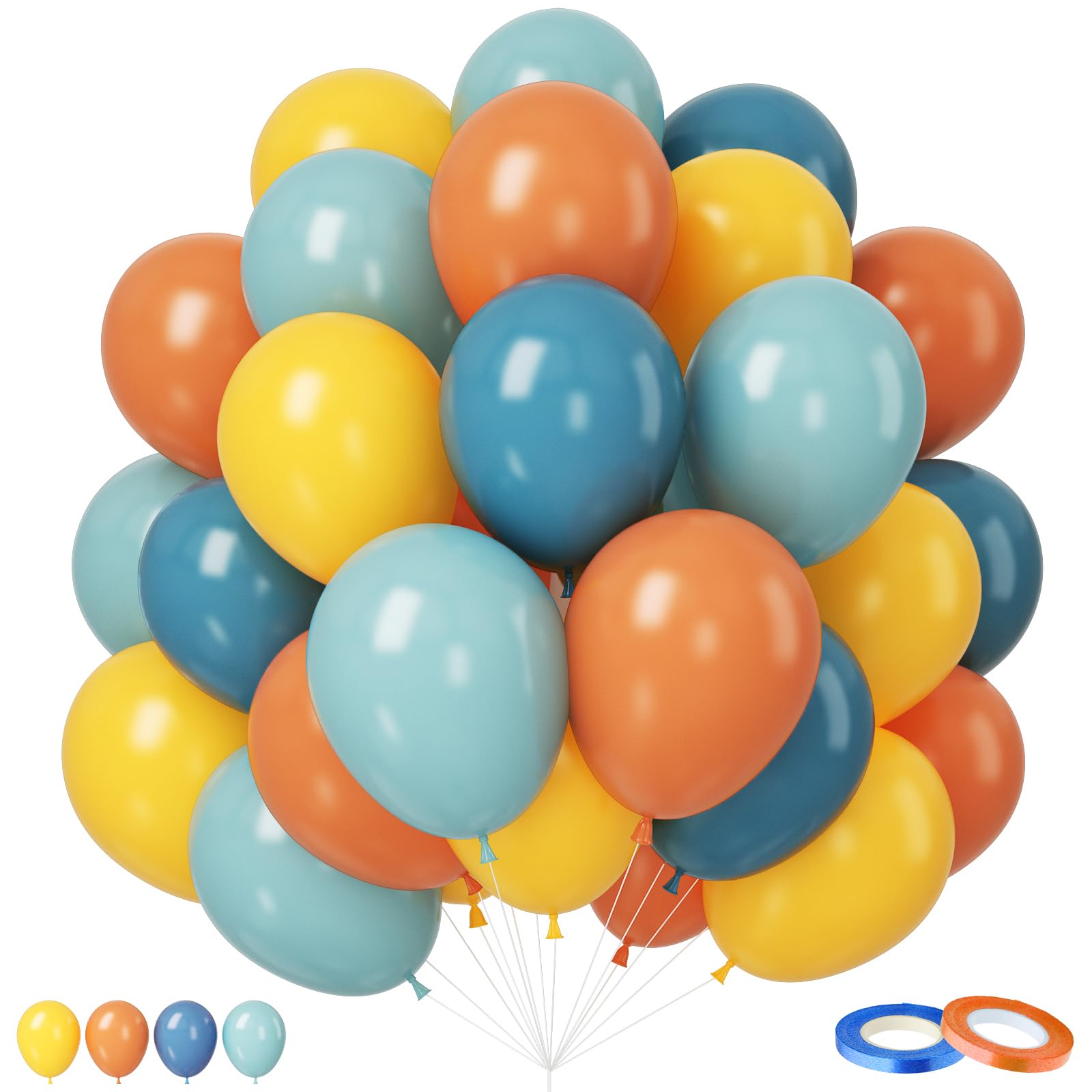 Retro niebiesko-żółte pomarańczowe balony, 30 cm balony na słońce niebieskie i pomarańczowe balony na pierwszą wycieczkę po słońcu 'Here Comes the Son Boy' motyw urodzinowy dekoracja na imprezę boho