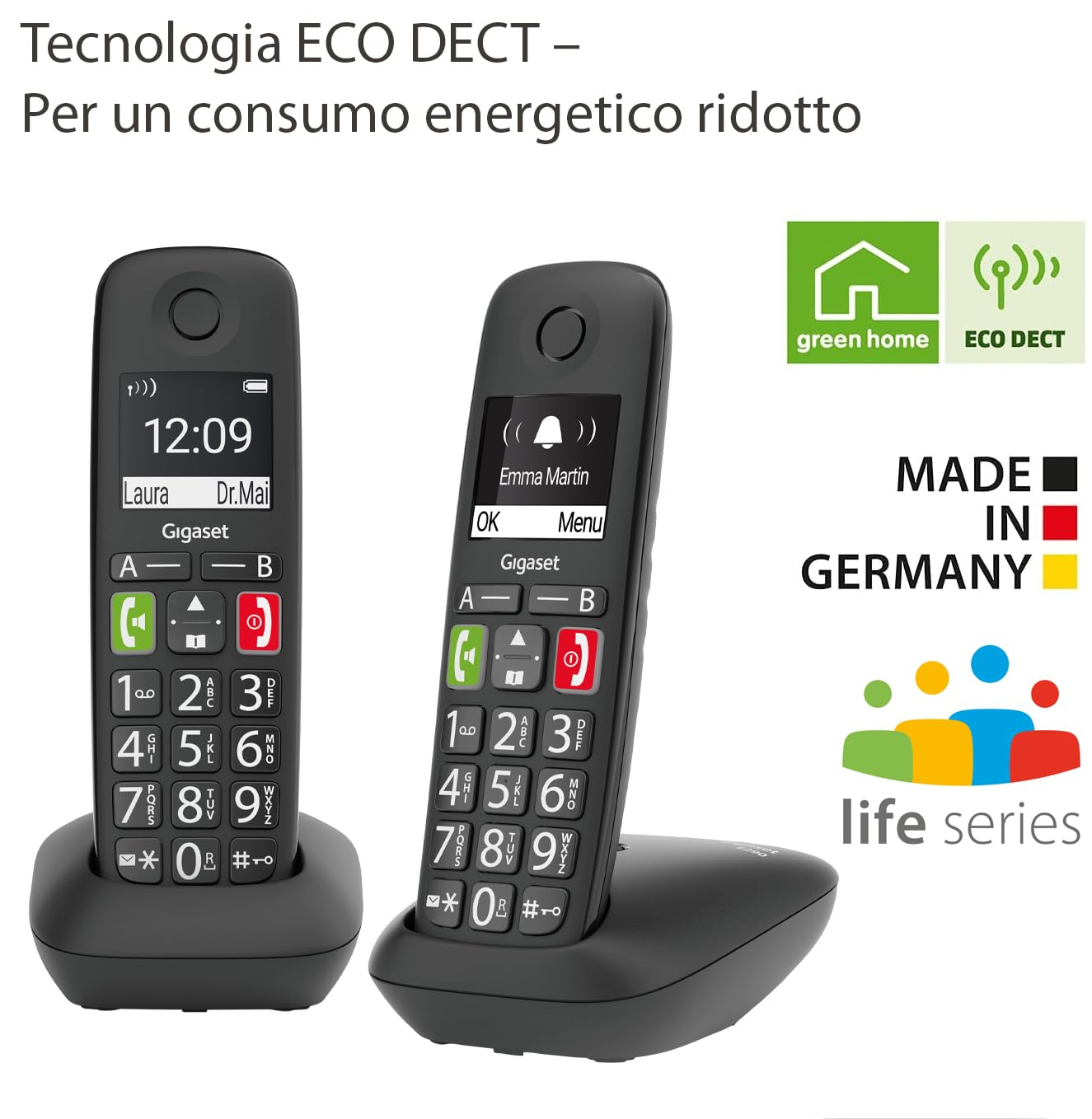 Gigaset AS690 Trio - Telefono Cordless Con 3 Portatili | Vivavoce, Display Ampio E Chiamate Interne | Nero - Foto 7