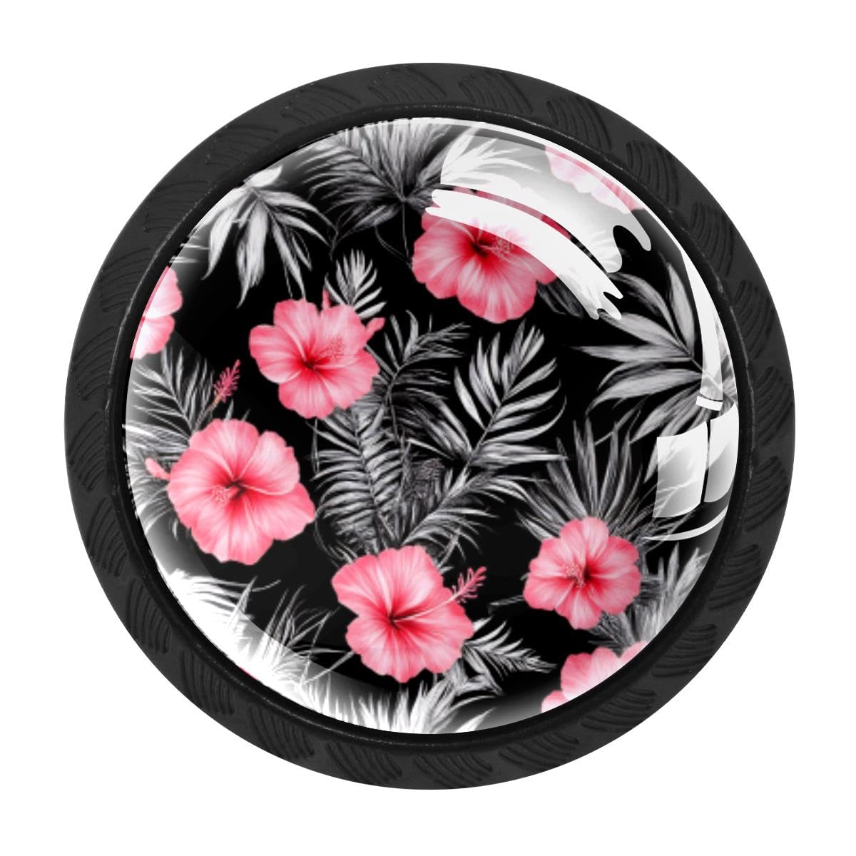 4 PCS Kitchen Cabinet Knobs, Tropical Flower Drawer Knobs Dresser Handles