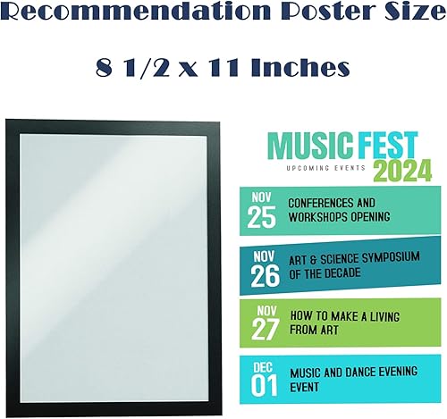 Miniatura 10 de JIUYE Soporte magnético para documentos de 8 12 x 11 pulgadas, parte trasera con cinta magnética, marco de exhibición magnético para