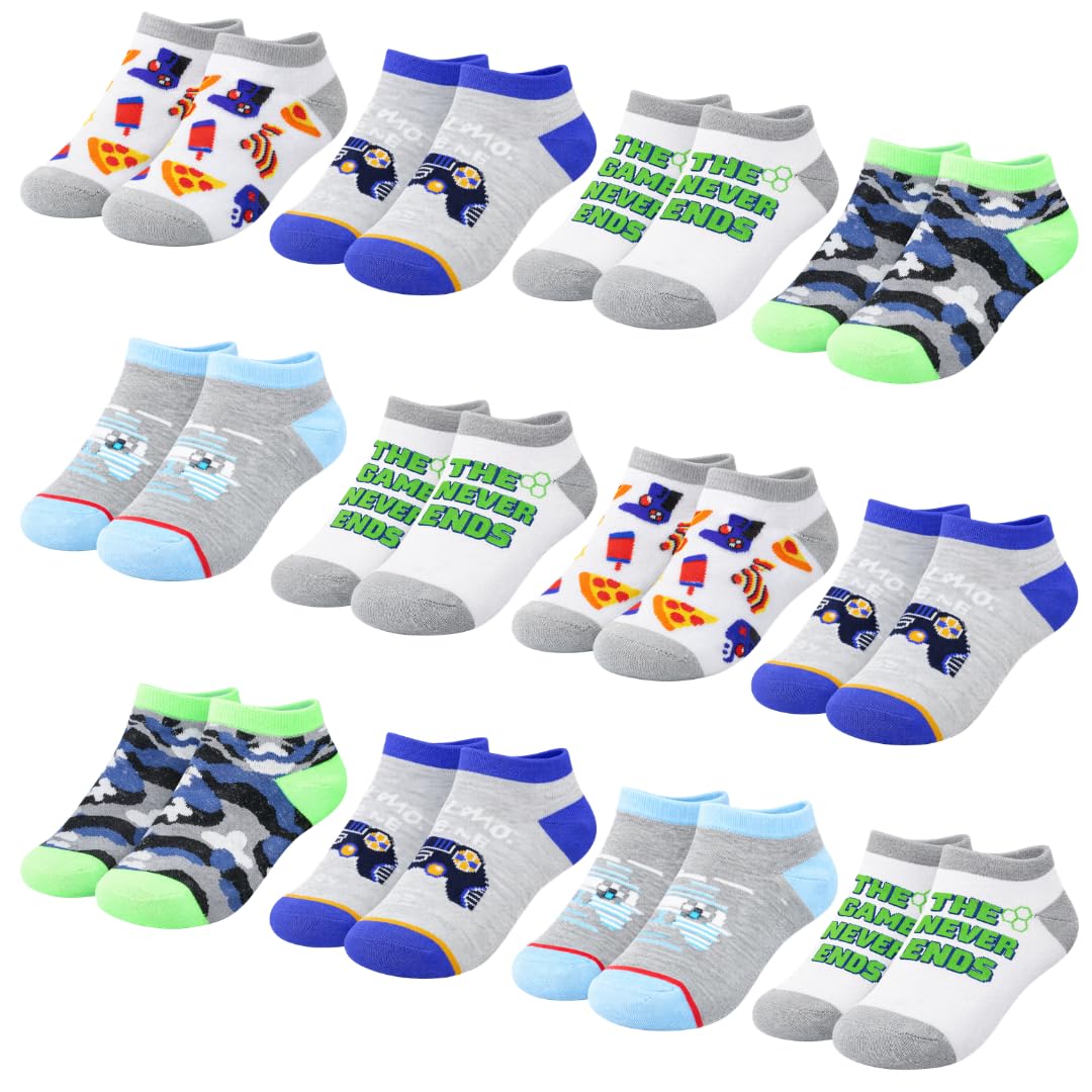 12 Pares - Calcetines Tobilleros Niño - Calcetines Niño - Calcetines Cortos Niño – Transpirables y hechos de Algodón