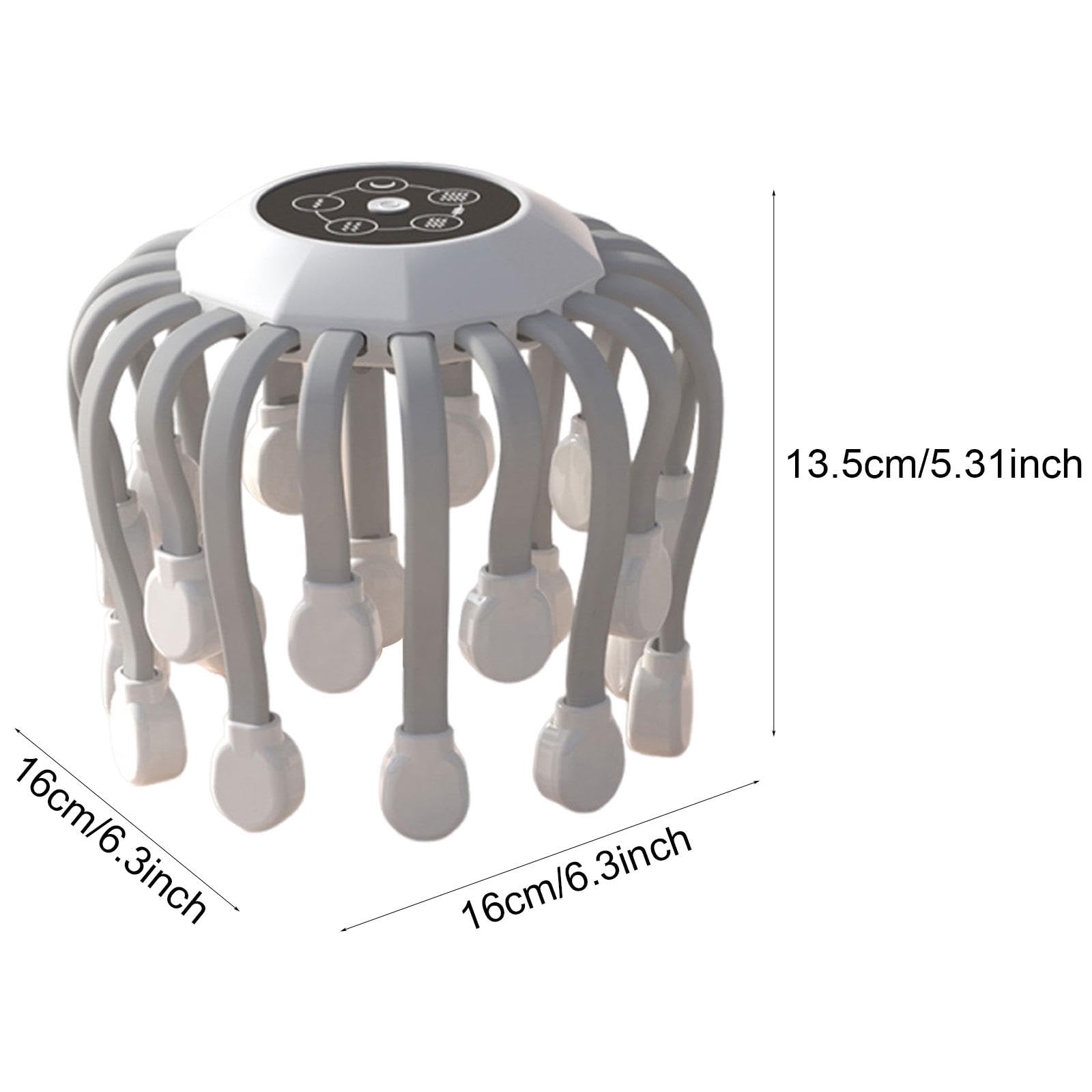 Generic Masajeador Eléctrico de Cabeza con Claws de Masaje Profundo Cinco Modos E Intensidad Ajustable Material Pp Forma Ergonómica para Hombres Mujeres, Blanco