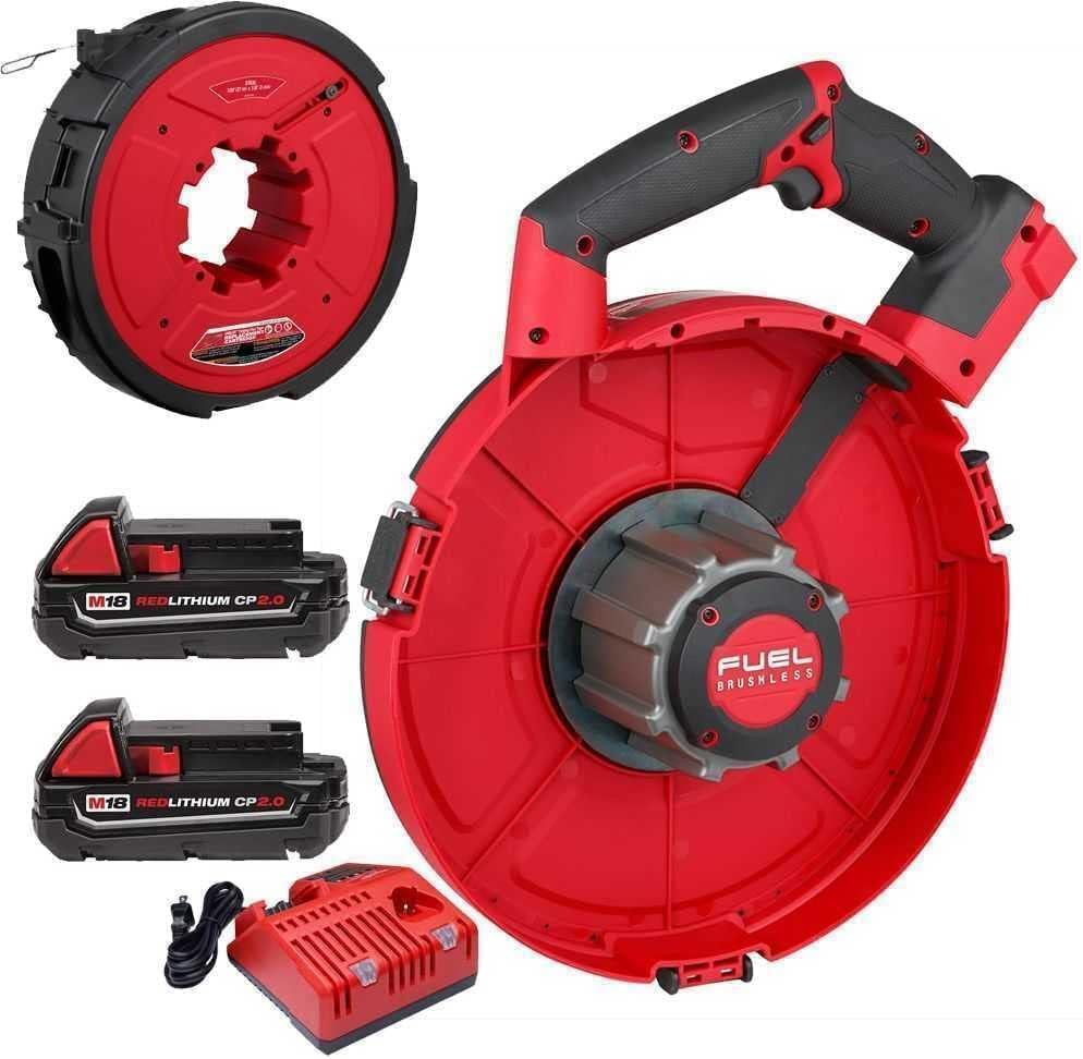 2873A-22 Electrical Fish Tape Kit, Fish Tape, Electric Fish Tape for Milwaukee M18 Fuel Angler 120' Steel Pulling Fish Tape Kit