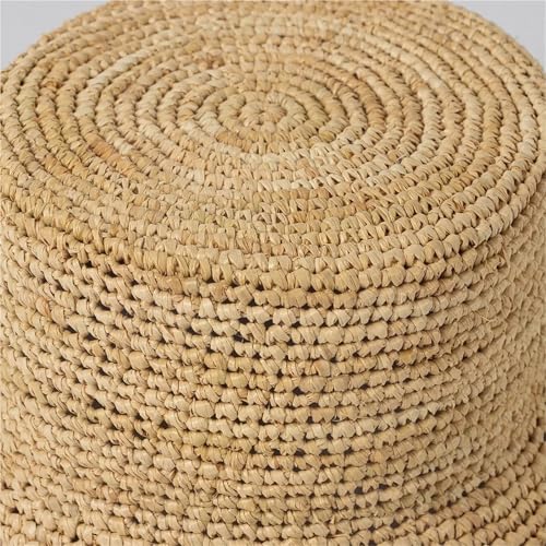 Sombrero de rafia tejido a mano para mujer, plegable miniatura 5