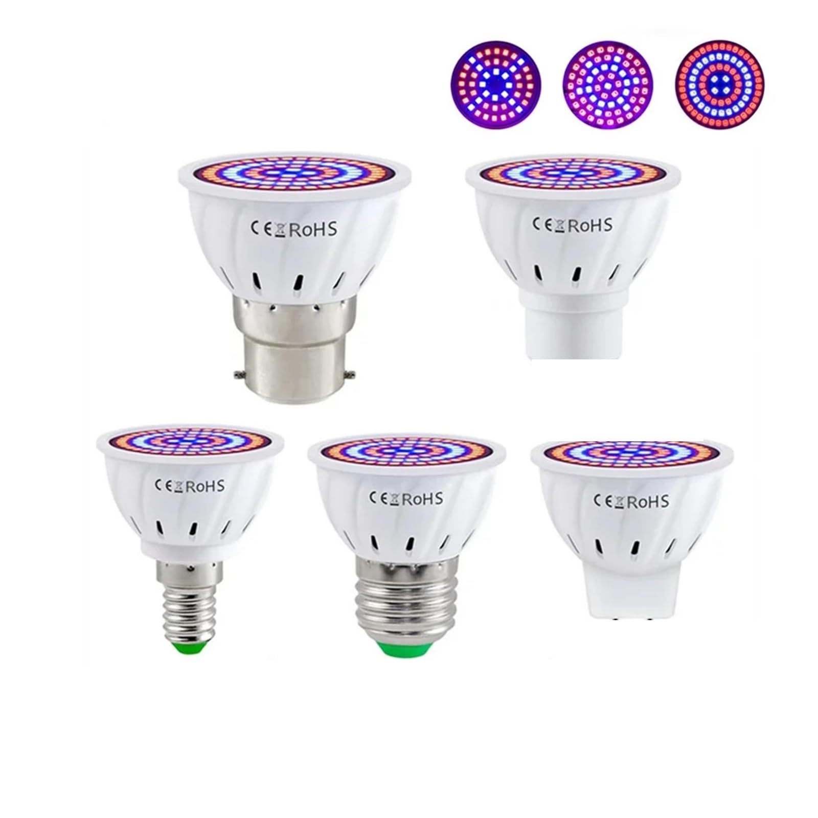 Grow Light, LED Coltiva La Lampadina a Spettro Completo E27 E14 GU10 MR16 Lampada Serra Coltiva La Luce for Piante da Interno Phyto Lampada Del Fiore(220_GU10_60LEDS-2PCS)