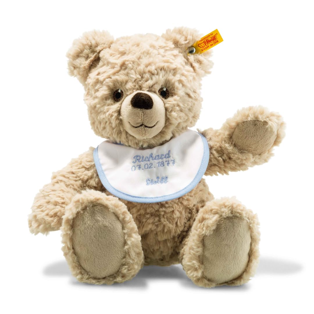 Steiff Kuscheltier Teddybär mit personalisierbarem Latz, Süßes Stofftier, Jungen, Mädchen & Babys ab 0 Monaten, Plüschtier 30 cm, Beige, 241291