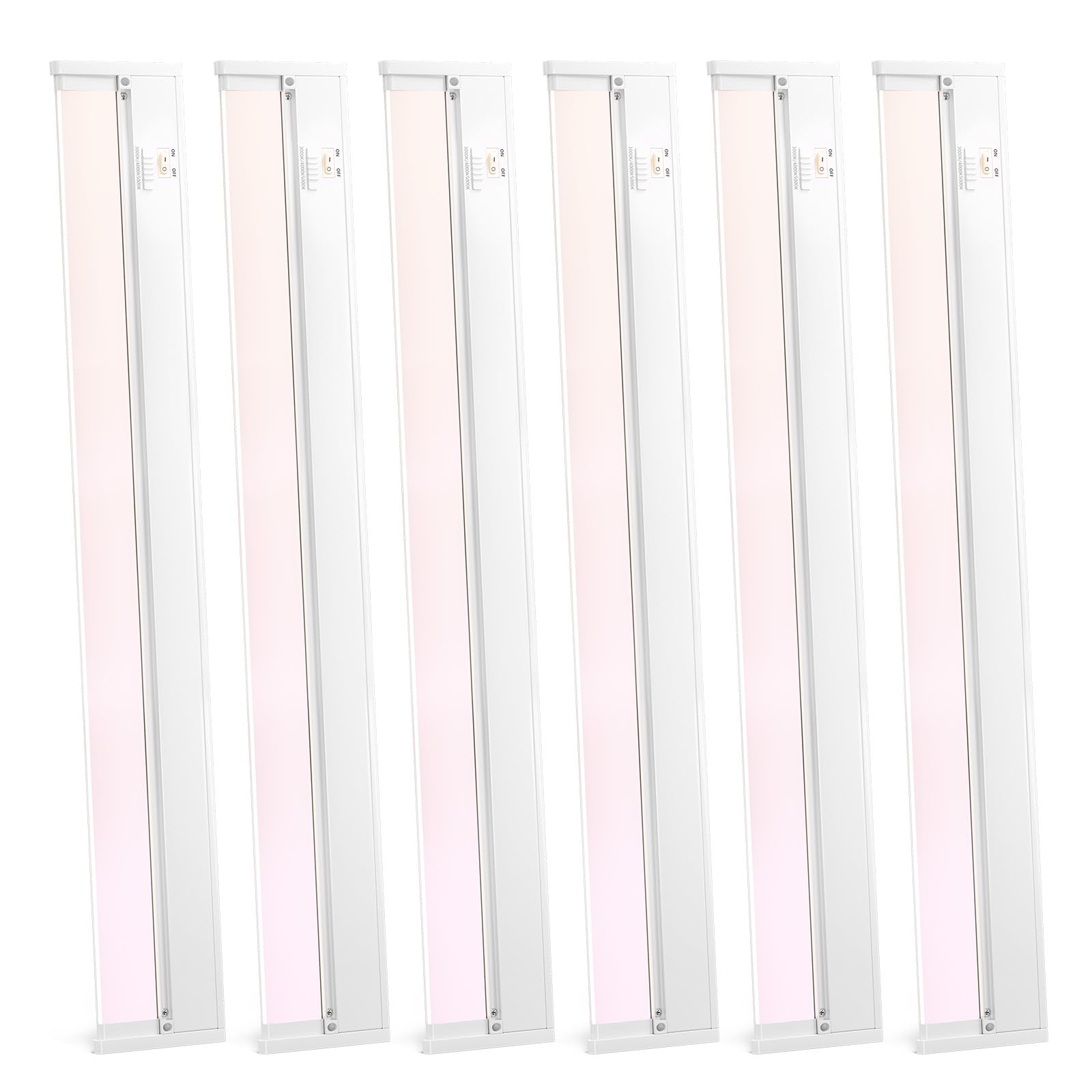 24" 6Pack Swivel Under Cabinet Lighting Hardwired Plug in,16W 1200LM