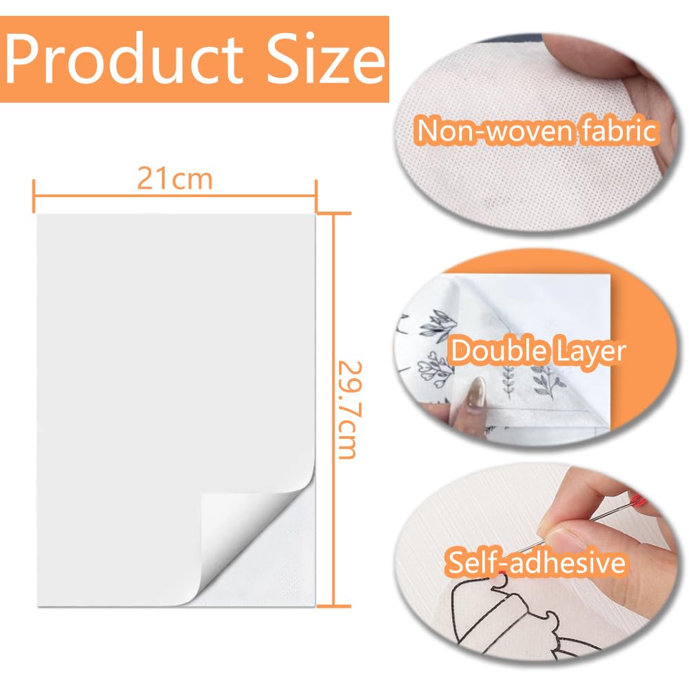 Stabilizzatore Ricamo Idrosolubile Autoadesivo - 8 Fogli A4 (29.7x21cm) Per Ricamo A Mano E Macchina - Foto 2