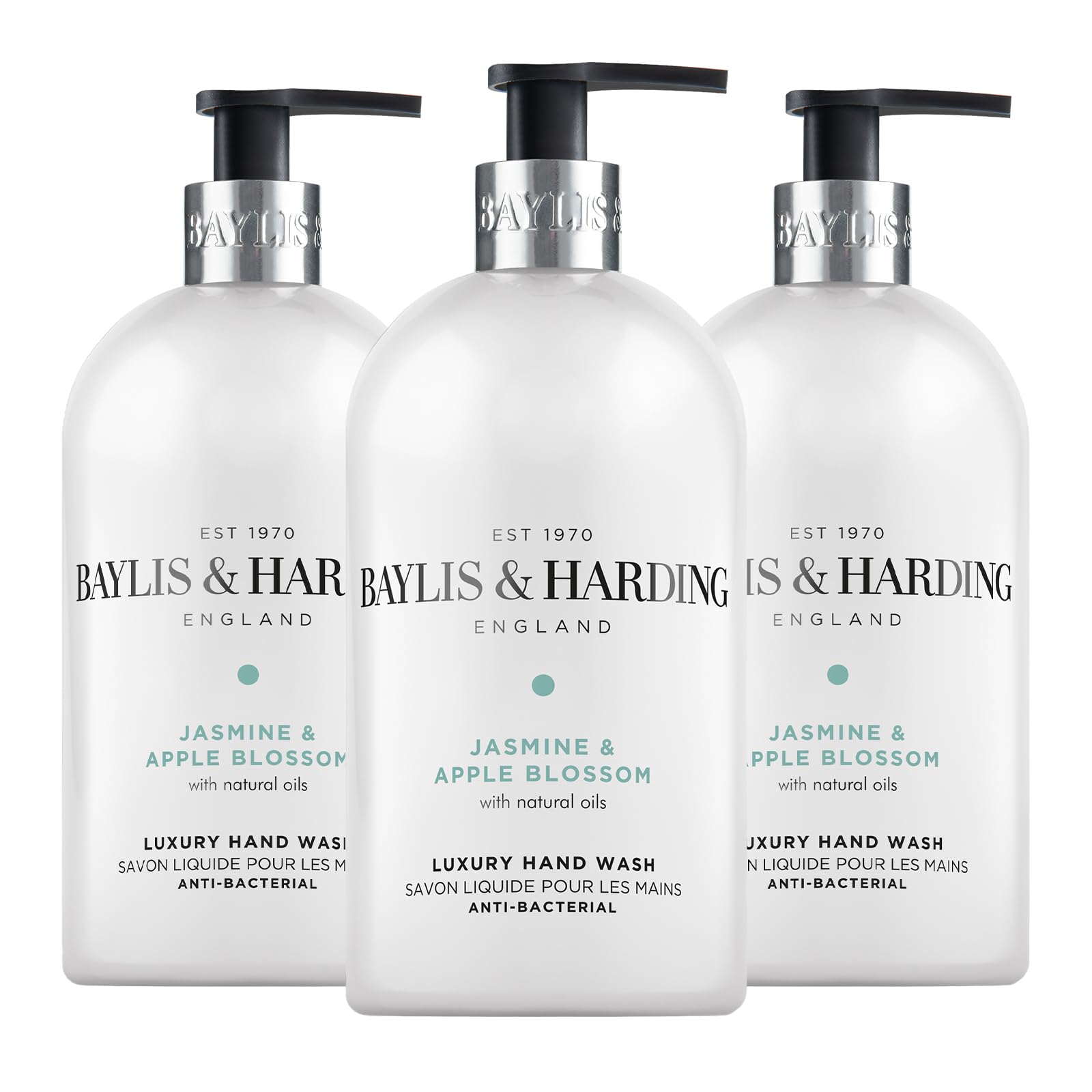 Baylis & HardingJasmine and Apple Blossom Anti-Bacterial Hand Wash, 500 ml (Pack of 3) - Vegan Friendly