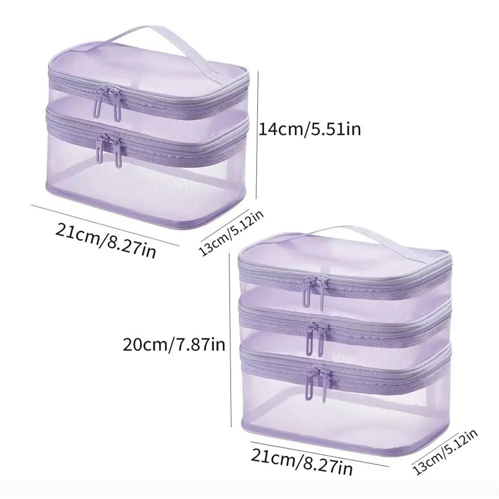 Borsa da viaggio portatile in rete trasparente 3 pezzi a 2/3 strati toilette di grande capacità Custodia for trucco Organizzazione articoli toeletta Per Il Viaggio(Orange-3 layer)