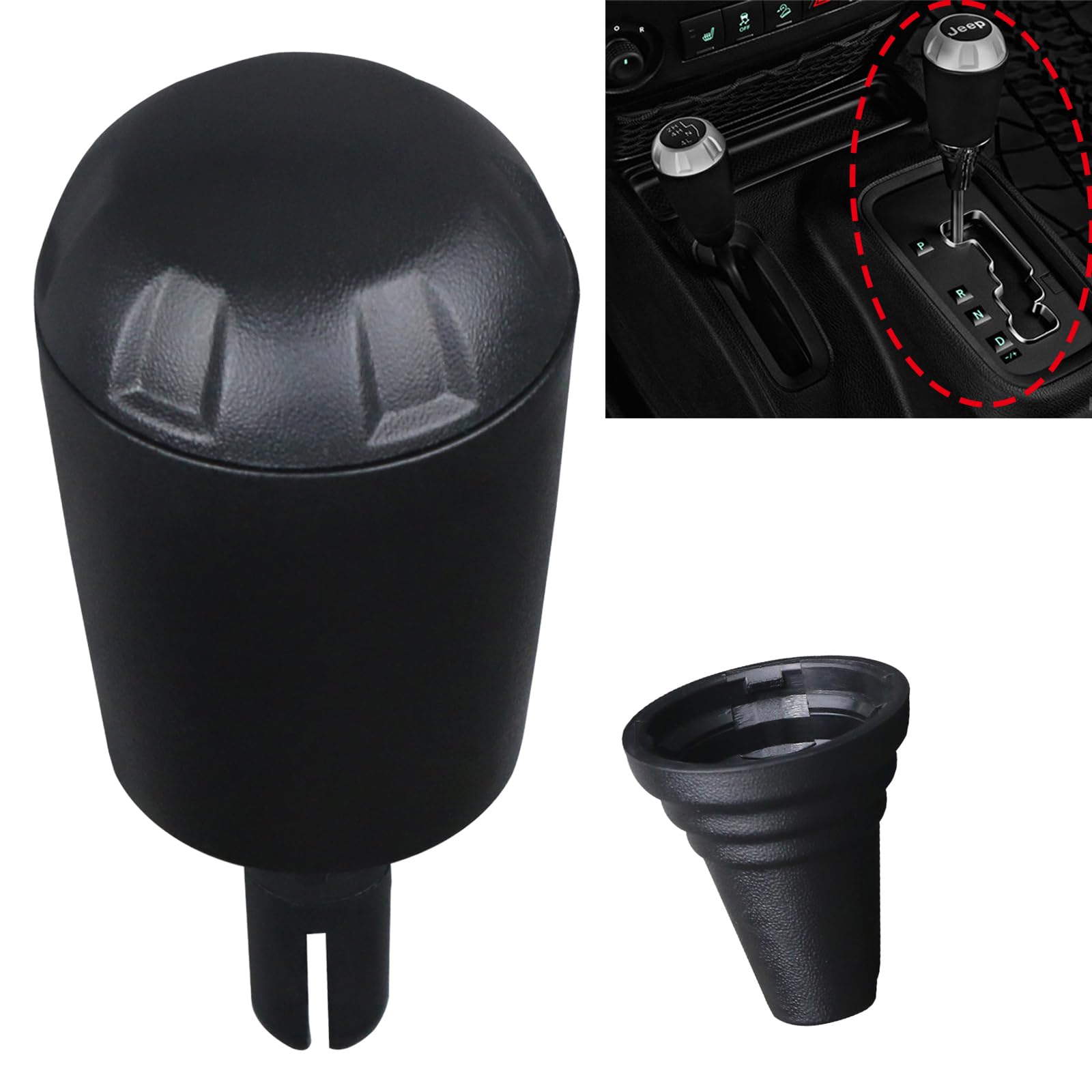 Osompar Automatic Transmission Shifter Knob Compatible with Jeep Wrangler 2011-2018 Replaces 68069866AA Gear Shift Handle Knob Accessories