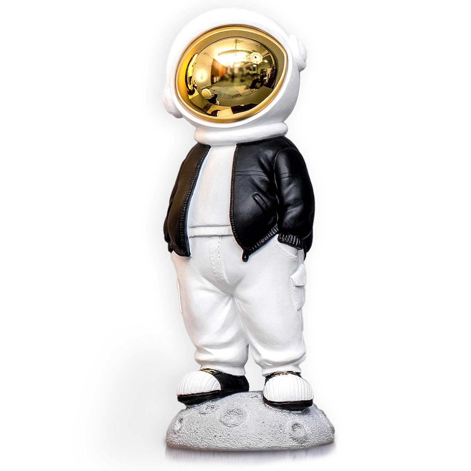 JZ·HOME 024-1 Hip Hop Astronaut Figurine Statue Black/White Sculpture Desktop Ornament Outer Space Themed Home Office Decor Space Toys Gifts for Christmas