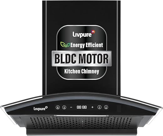Livpure Eterna Max BLDC 60 cm | Curved Glass | 1600 m³/hr Suction | BLDC Motor | Filterless | Touch & Gesture Control | Low Noise | 10 Years Motor…