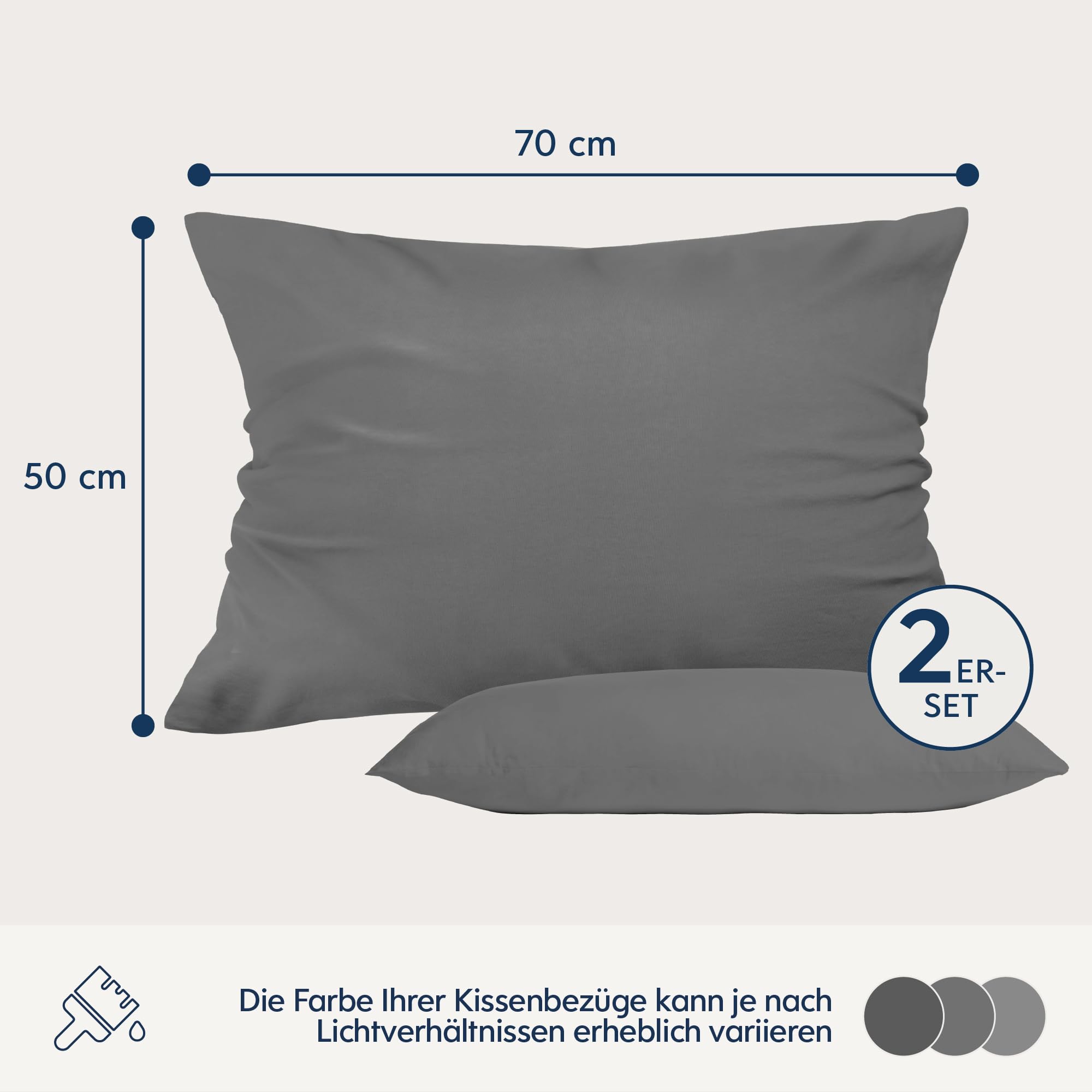 Kissenbezug 50x70 Anthrazit 2er Set Mikrofaser Oeko-TEX Zertifiziert Dreamzie