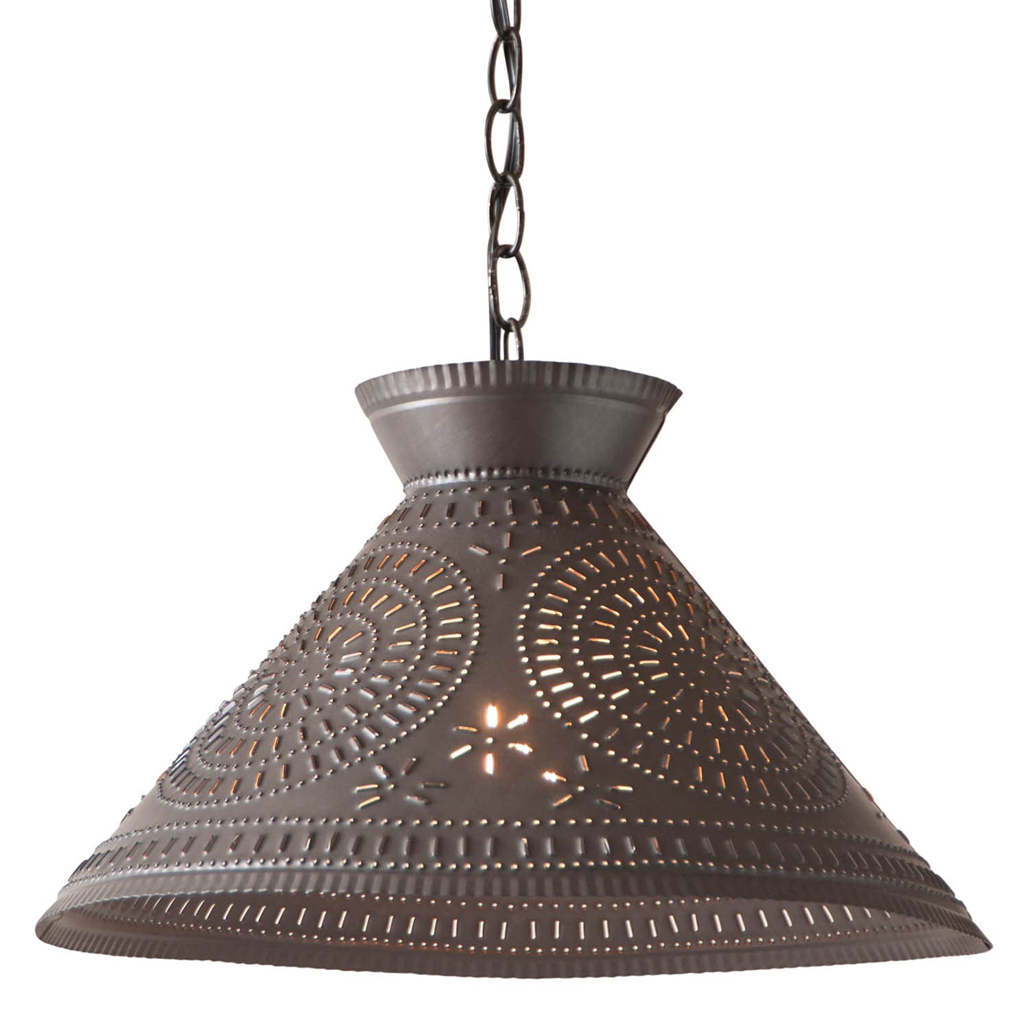 Roosevelt Shade Light with Chisel in Kettle Black Punched Tin