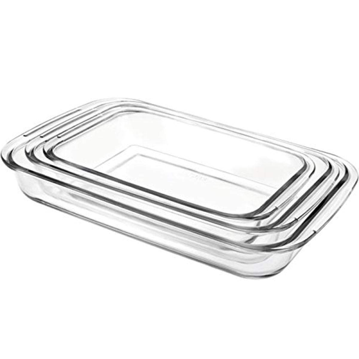 Ibili "Kristall Rectangular Tray Set, Transparent, 30/34/40 cm, 3-Piece