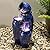 Glitzhome 27.25" H Outdoor Garden Water Fountain with LED Lights and Pump, 4 Tier Cobalt Blue Embossed Pattern Ceramic Pots Cascading Floor Standing Fountain for Porch Deck Patio Backyard Decoration