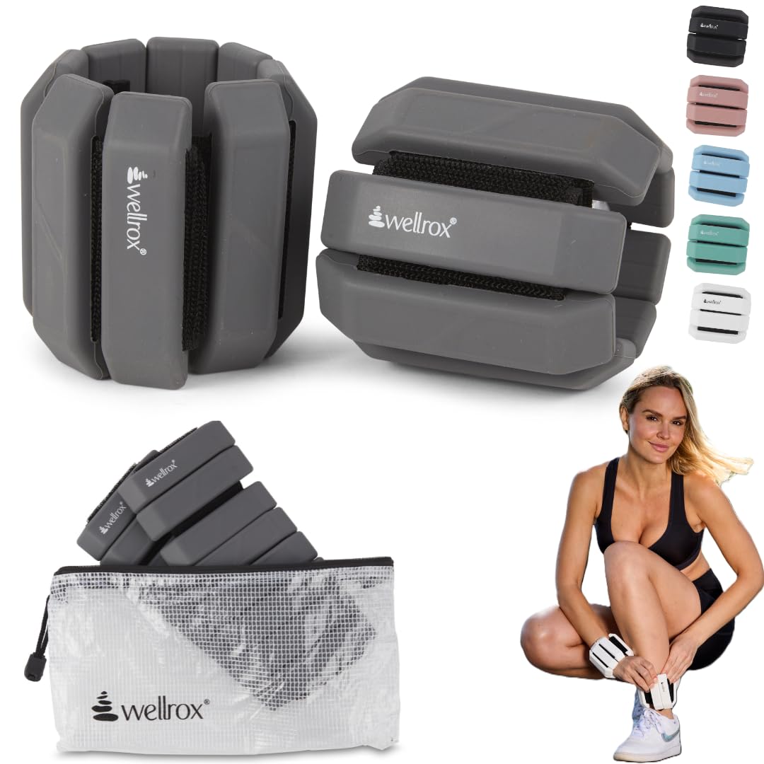 Wellrox Weighted Bangles – Adjustable Ankle &amp; Wrist Weights Set for Women &amp; Men, 2.4 lb Total (1.2 lb Each) – Wearable Arm &amp; Ankle Weights for Pilates, Yoga, Walking &amp; Running