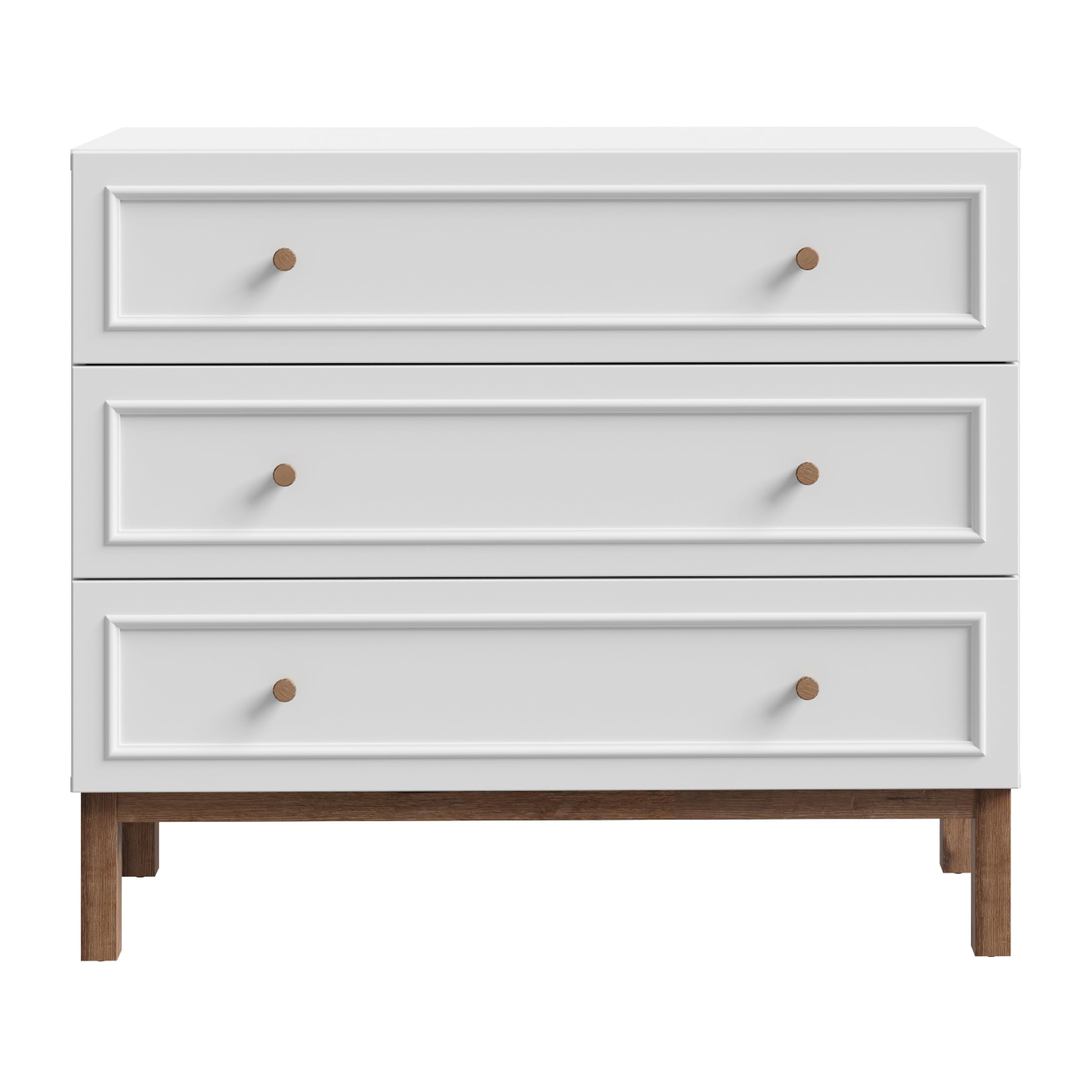 Forte PENKRIDGE Elegante Kommode 100, Kommode mit 3 Schubladen, Modernes Sideboard, Secret Grey/Schlammeiche Holzdekor, 100,2 cm breit x 85,4 cm hoch x 41,7 cm tief