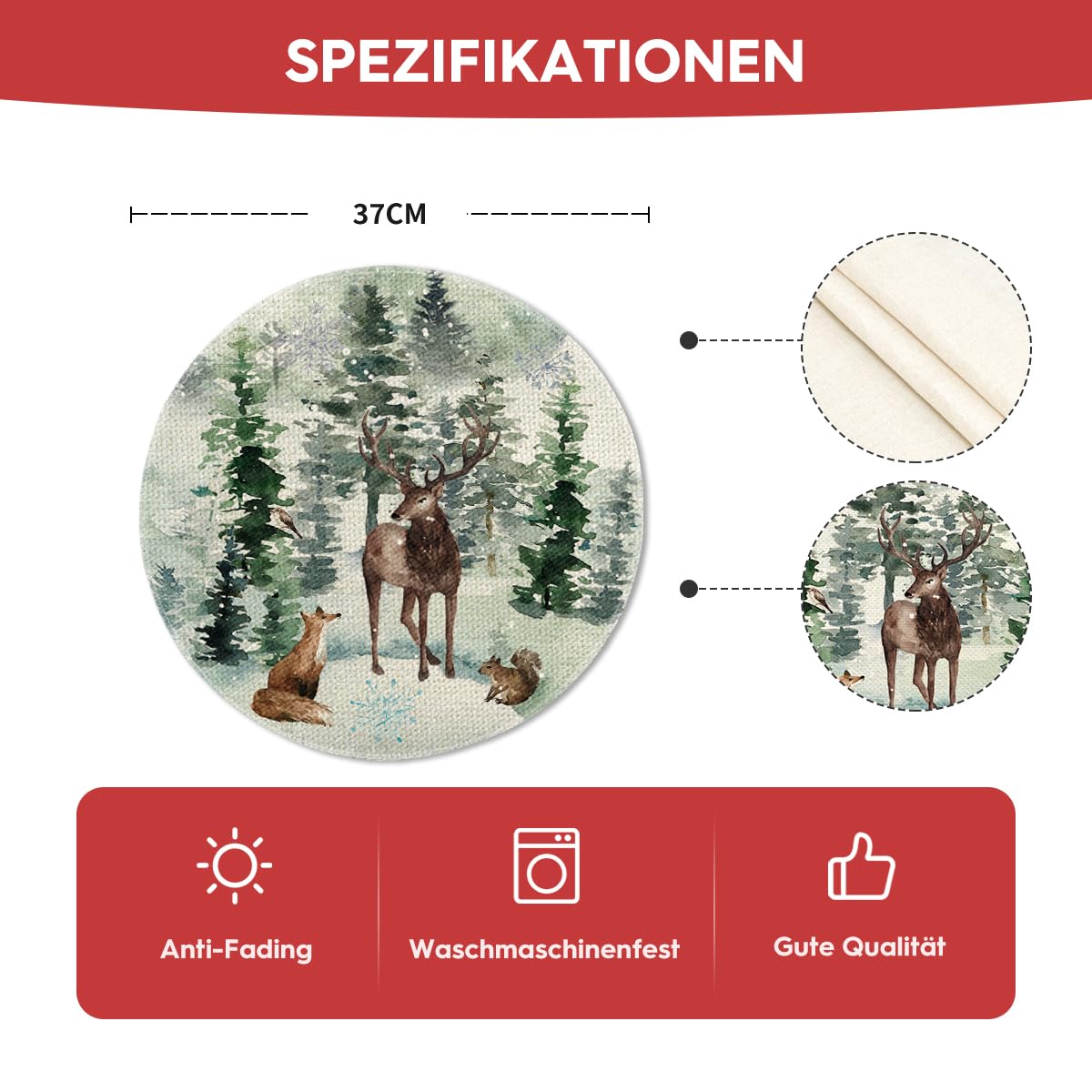 Artoid Mode Waterverf Herten Bomen Sneeuwvlokken Kerst