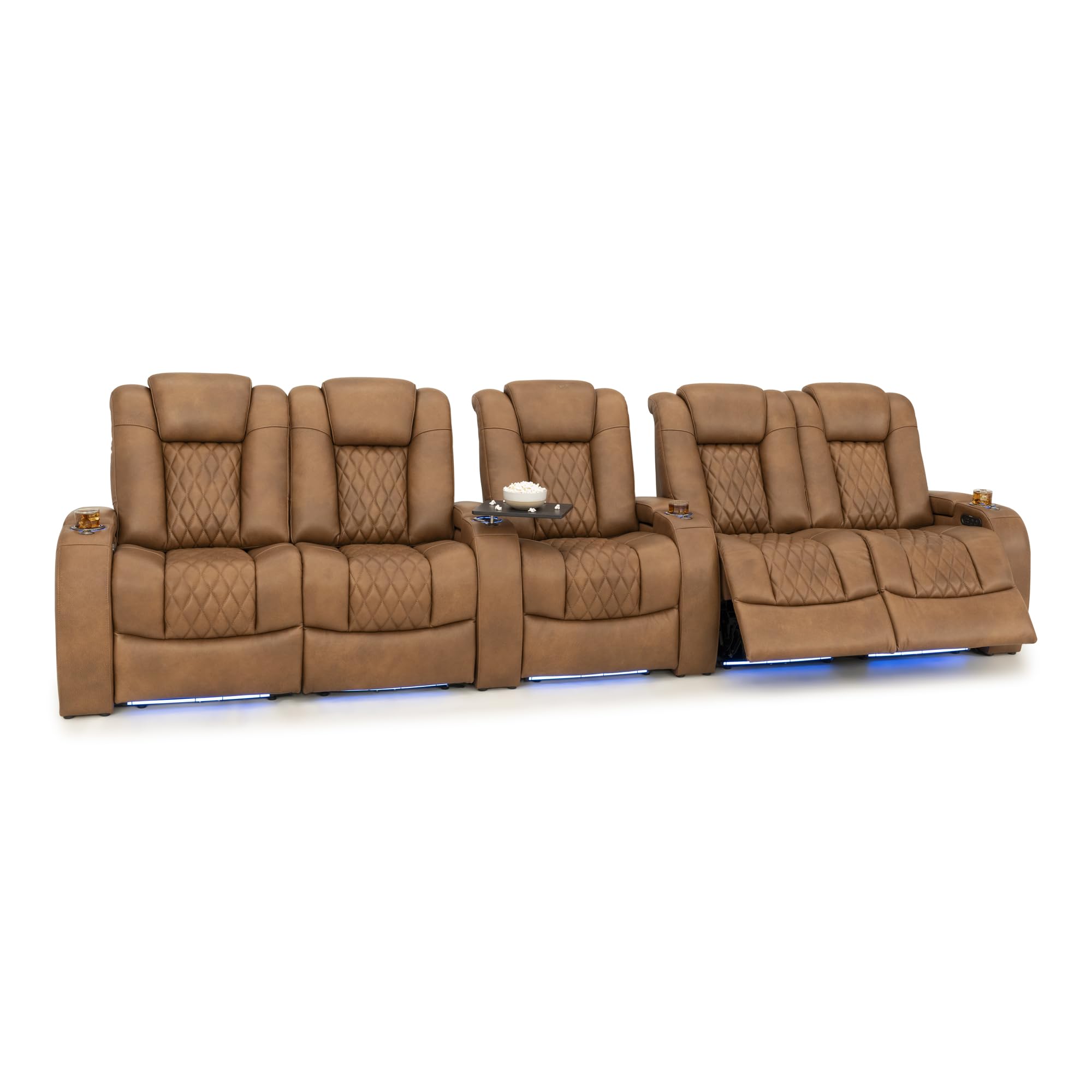 Seatcraft Diamante Home Theater Seating Tawny Row of 5 Dual Loveseat