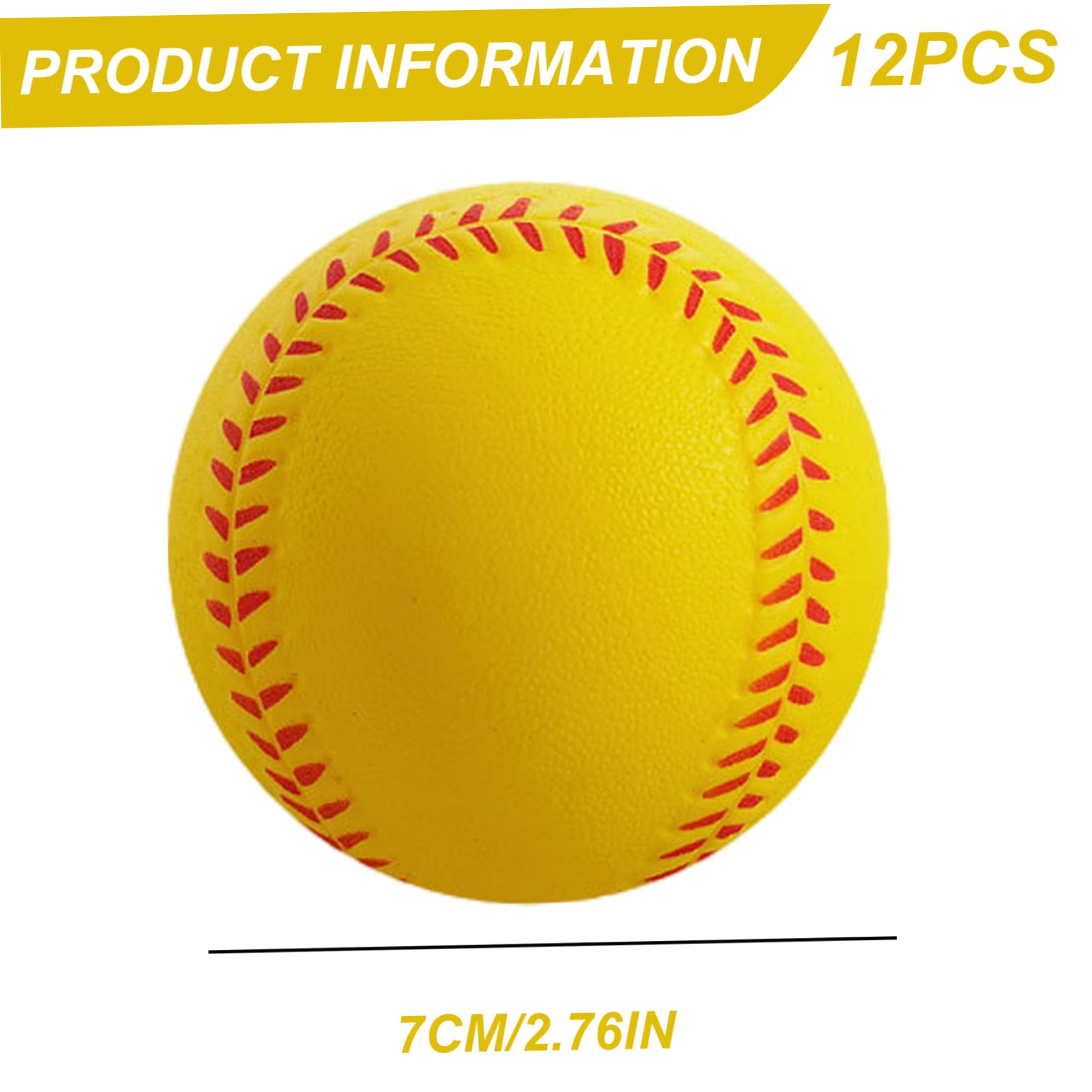 Lot de 12 balles de Baseball Souples 7, 6 cm, silencieuses et élastiques, en Mousse PU Jaune, pour Que Les Enfants puissent Jouer, s'entraîner, Lancer et Attraper à la Maison à l'école.
