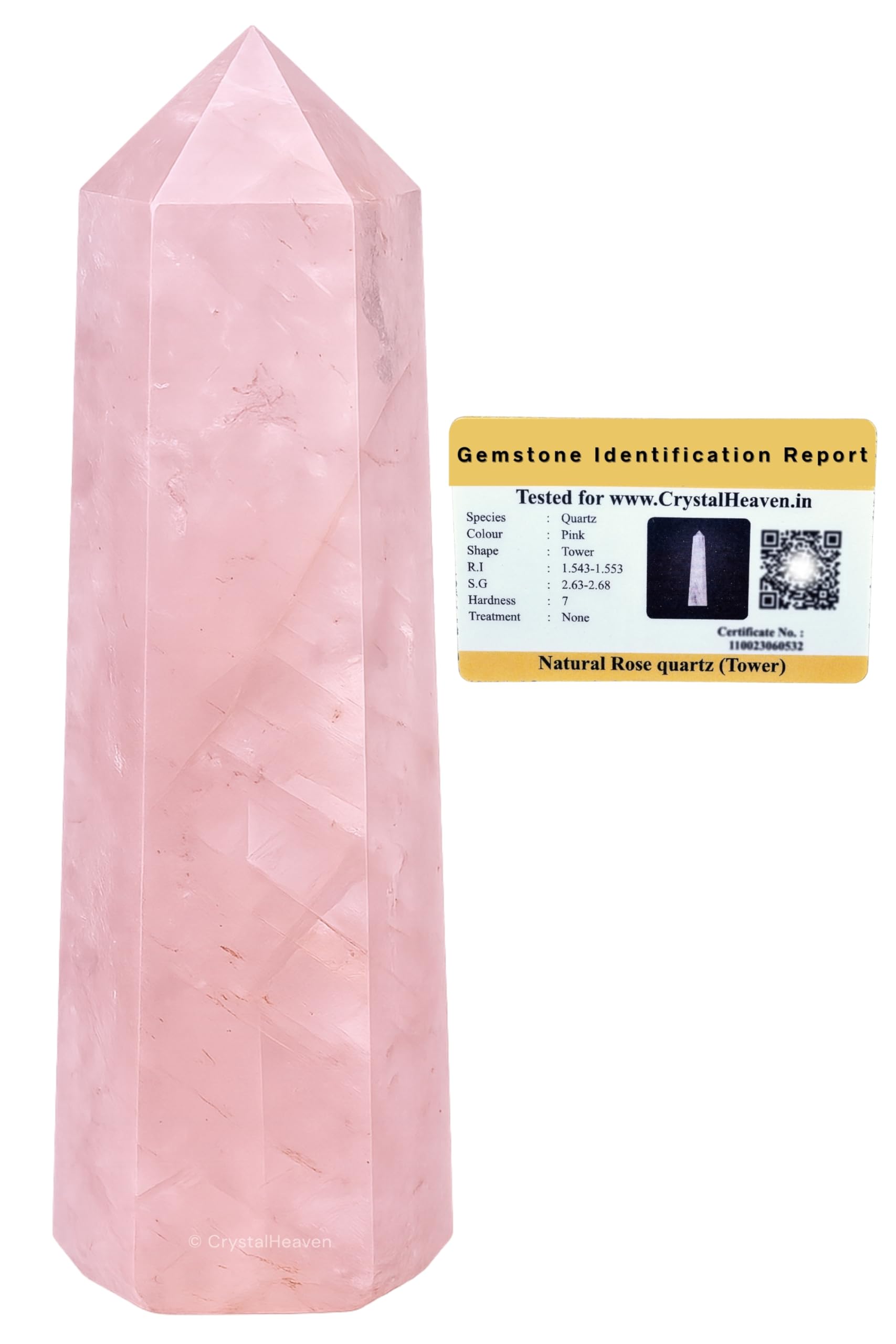 Crystal Heaven Certified Rose Quartz Crystal Tower Obelisk Point for Chakra, Healing and Balancing - AAA Grade Original Gemstone Agate for Reiki Meditation Yoga Spiritual (2-3 Inches)