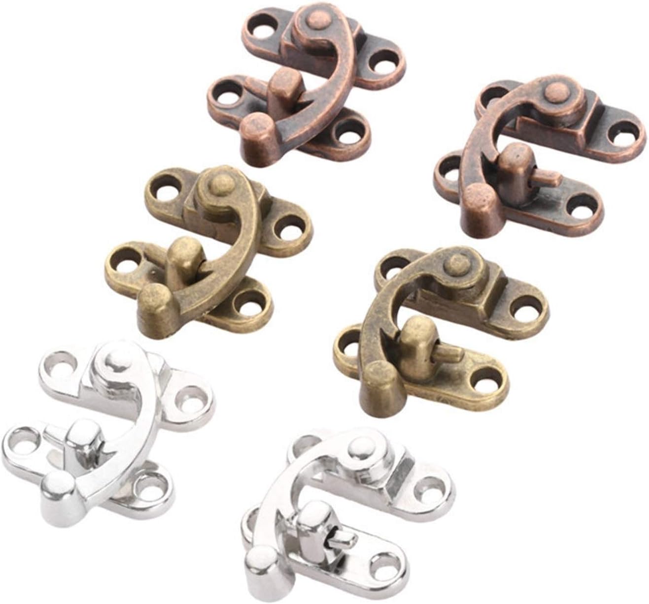Chinese Antique Box Buckle,Antique Lock Buckle.2pcs 2933mm Antique Iron Padlock Latch Hasp Buckle Horn Catch Clasp Hook Lock for Mini Jewelry Box for Furniture Hardware (Color : E)