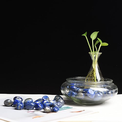 Miniatura 6 de Ainuosen Piedras de cristal de lapislázuli pulidas naturales de 0.6 a 0.8 pulgadas, rocas decorativas para plantas, piedras de mármol para jarrón,
