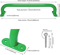 Vista 3 de Juego de 2 asas de metal de 17.2 pulgadas para patio de recreo, juego de 2 columpios para exteriores, barra de agarre para niños, barras de mono