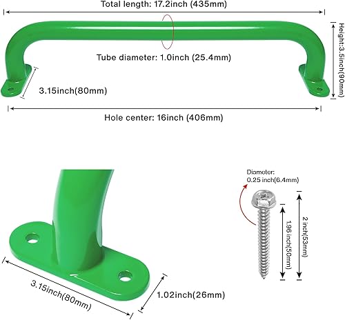 Miniatura 3 de Juego de 2 asas de metal de 17.2 pulgadas para patio de recreo, juego de 2 columpios para exteriores, barra de agarre para niños, barras de mono