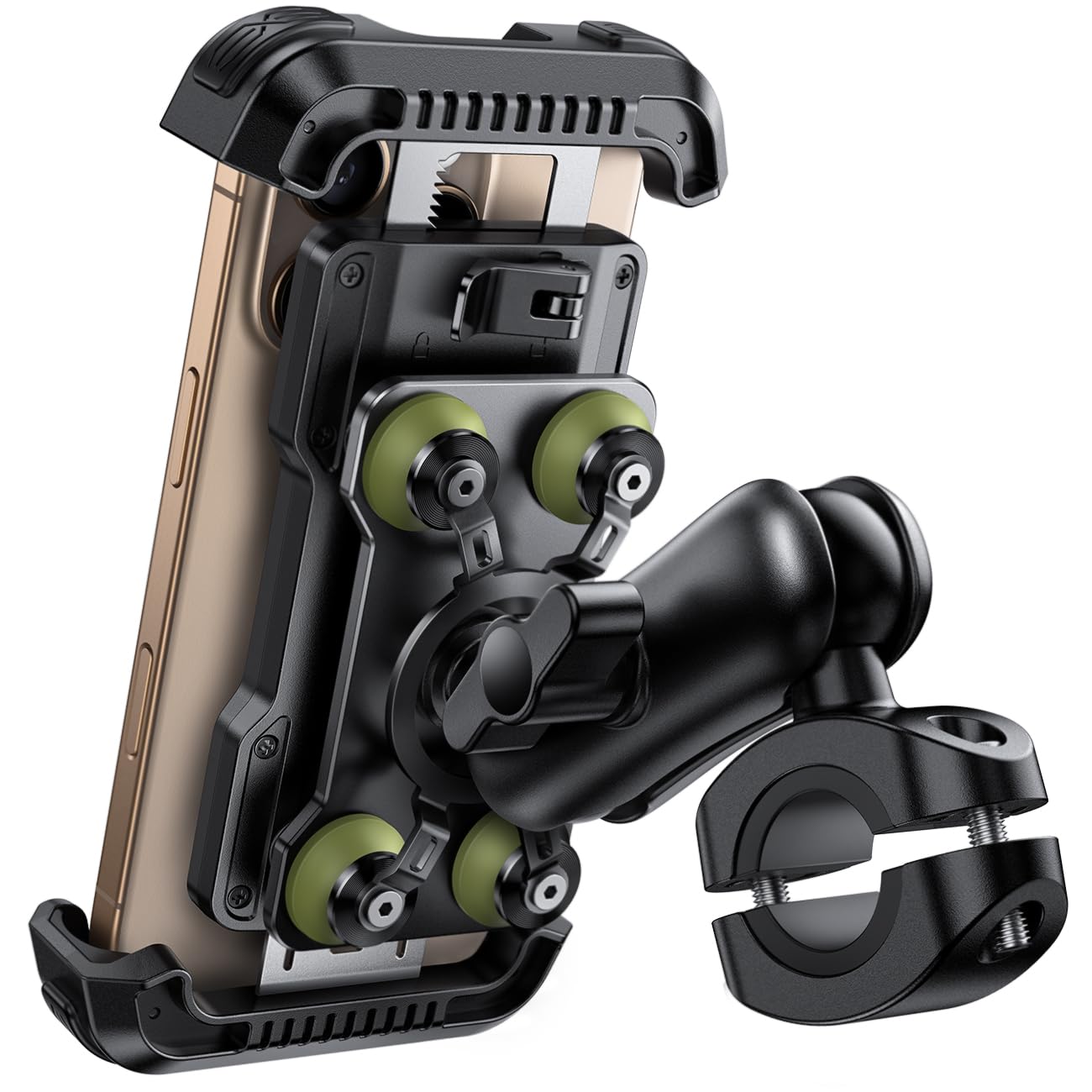 Lamicall Handyhalterung Motorrad, Handyhalter Fahrrad - [Metall-Verlängerungsarm] [Doppelt Vibrationsgedämpft] Handy Motorradhalterung Diebstahlsicher, 720° Drehbarer Lenker Halter für iPhone 17/16/15