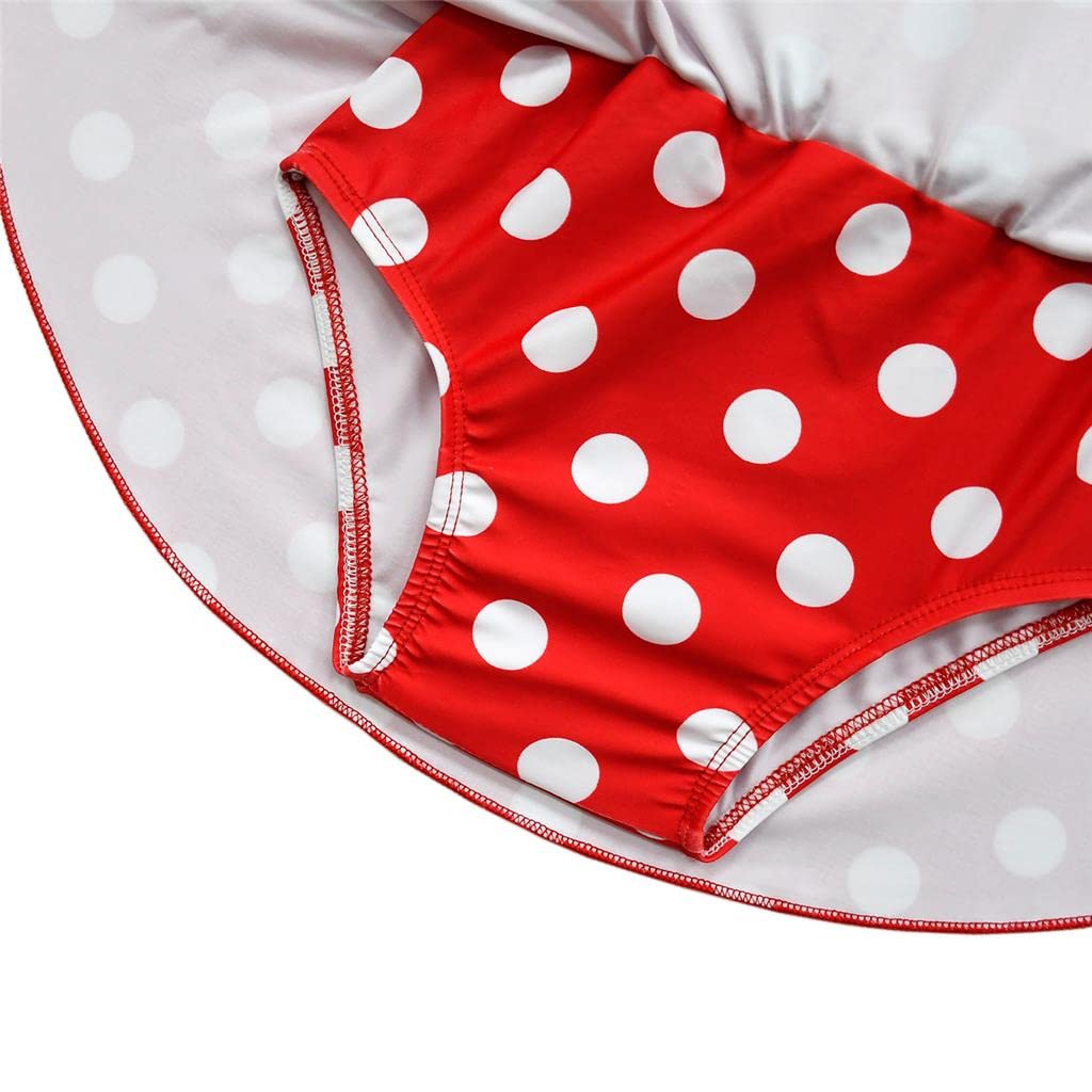 Lito Angels Maillot de Bain Jupe Mouse Tankini 2 Pieces pour Enfant Fille, Rose Vif/Rouge