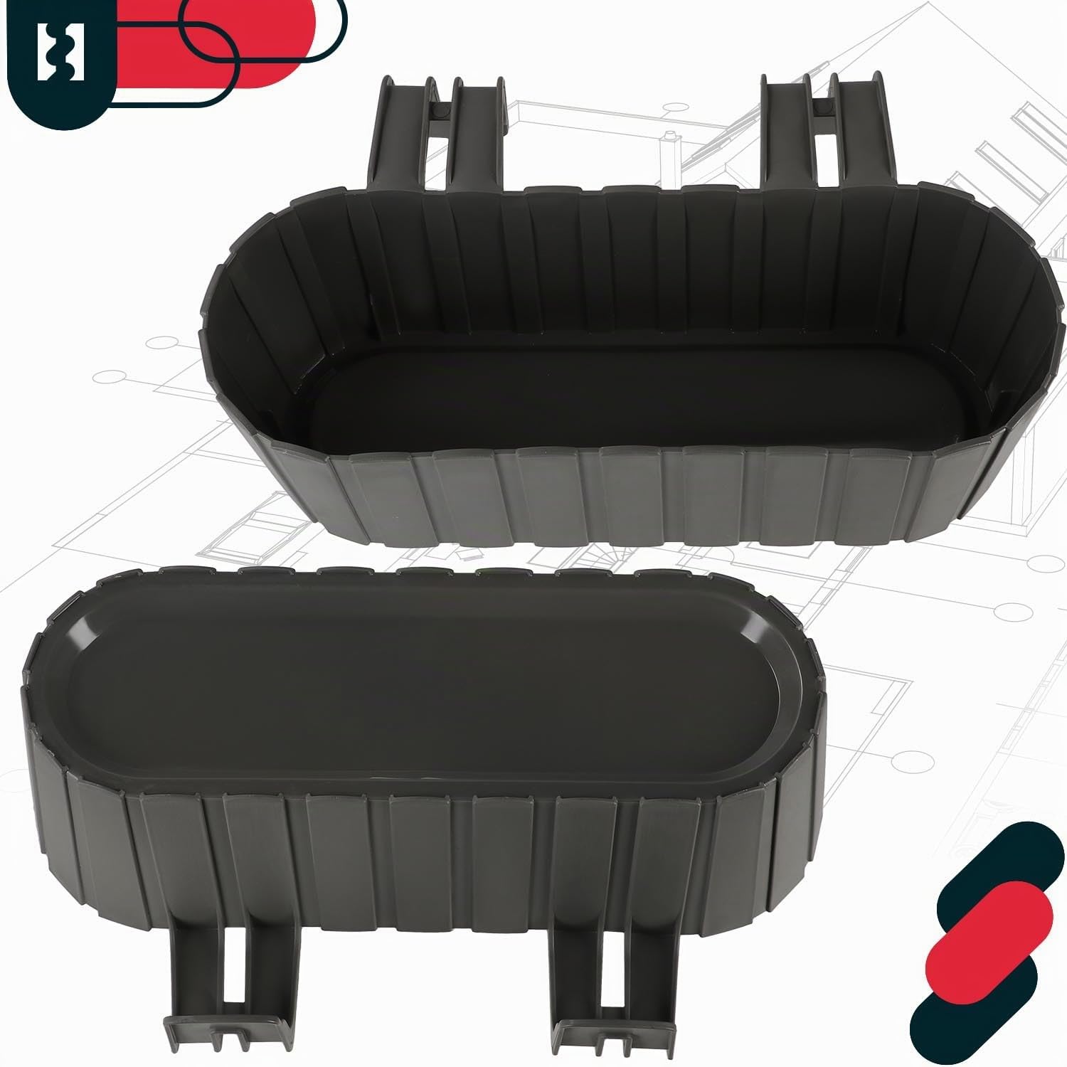 KOTARBAU® Lot de 6 Jardinière Extérieur - Pot de Fleur - PVC - 40 x 15 x 15 cm - Gris - Jardinière Balcon - Rectangulaire - Légère - avec Support pour Balconnière - Décorative