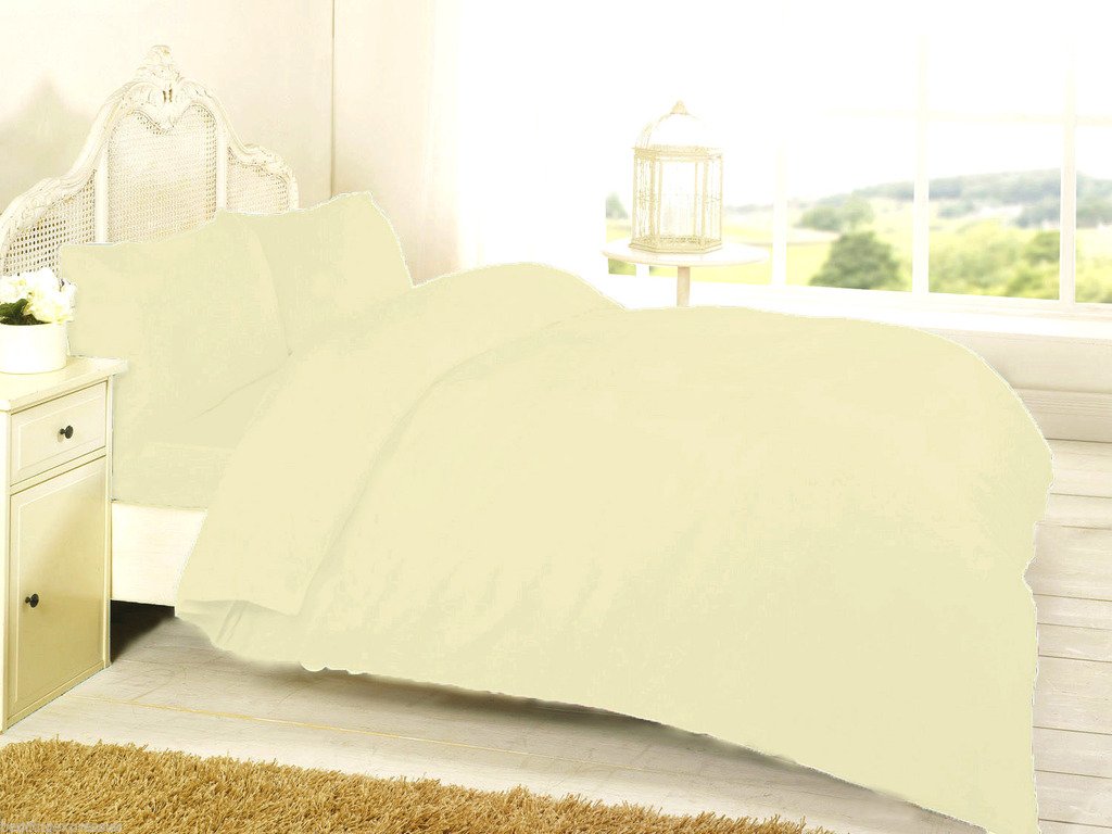 De Lavish Lemon Polycotton Duvet Quilt Cover Set With Matching Pillowcases Plain Dyed Bedding King Bed Size,