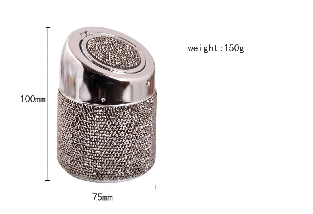 CQFONG New Portable Auto Car Cigarette Ashtray Crystal Smokeless Stand Cylinder Cup Holders Stainless Steel Liner Flame Retardant (White)