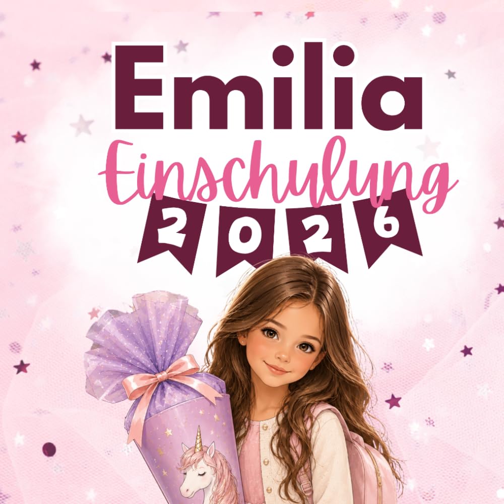 Einschulung Erinnerungsbuch – personalisiert Emilia: 1. Klasse | Schulanfang Geschenk für Kinder (Schultüte) (Einschulung Erinnerungsbuch - verschiedene Motive)