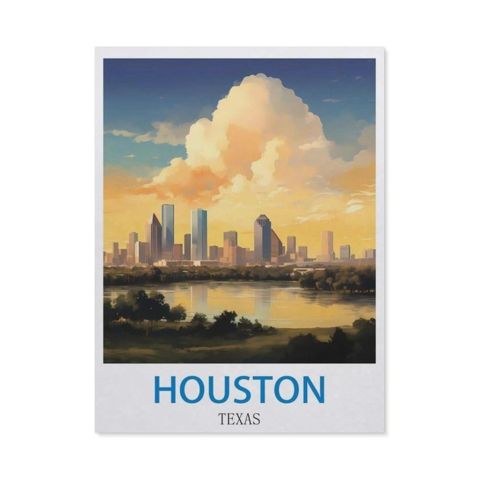 BEAYODKP 5D Diamond Painting Set for Adults and Children，Houston Texas，DIY Diamond Crystal Rhinestone Embroidery Painting（50 x 60 cm/19.68 x 23.62 inches）-CJ98