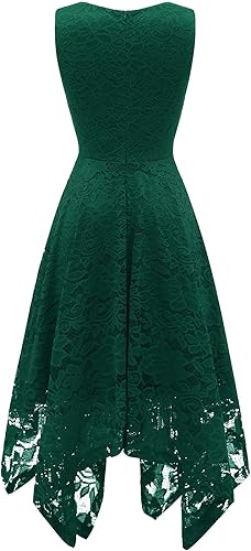 Miniatura 5 de Meetjen Vestido de encaje para mujer 2025 con dobladillo tipo pañuelo, vestido de cóctel para fiesta, vestido de dama de honor, vestido formal para