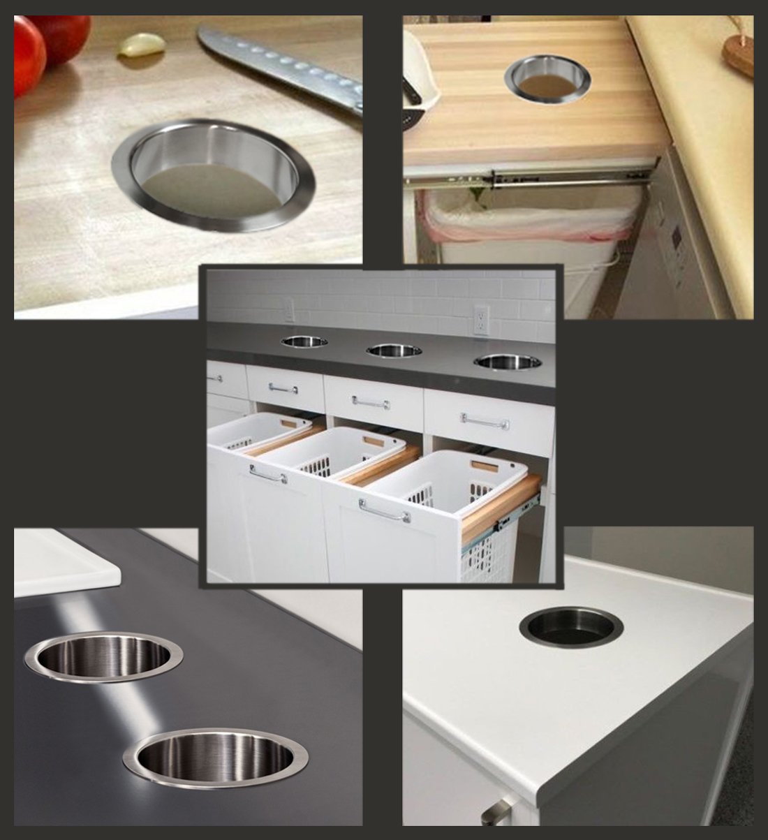 Edelstahl Abwurfring AWR-150 L Abfallring Abfallöffnung Hygiene Ringblende