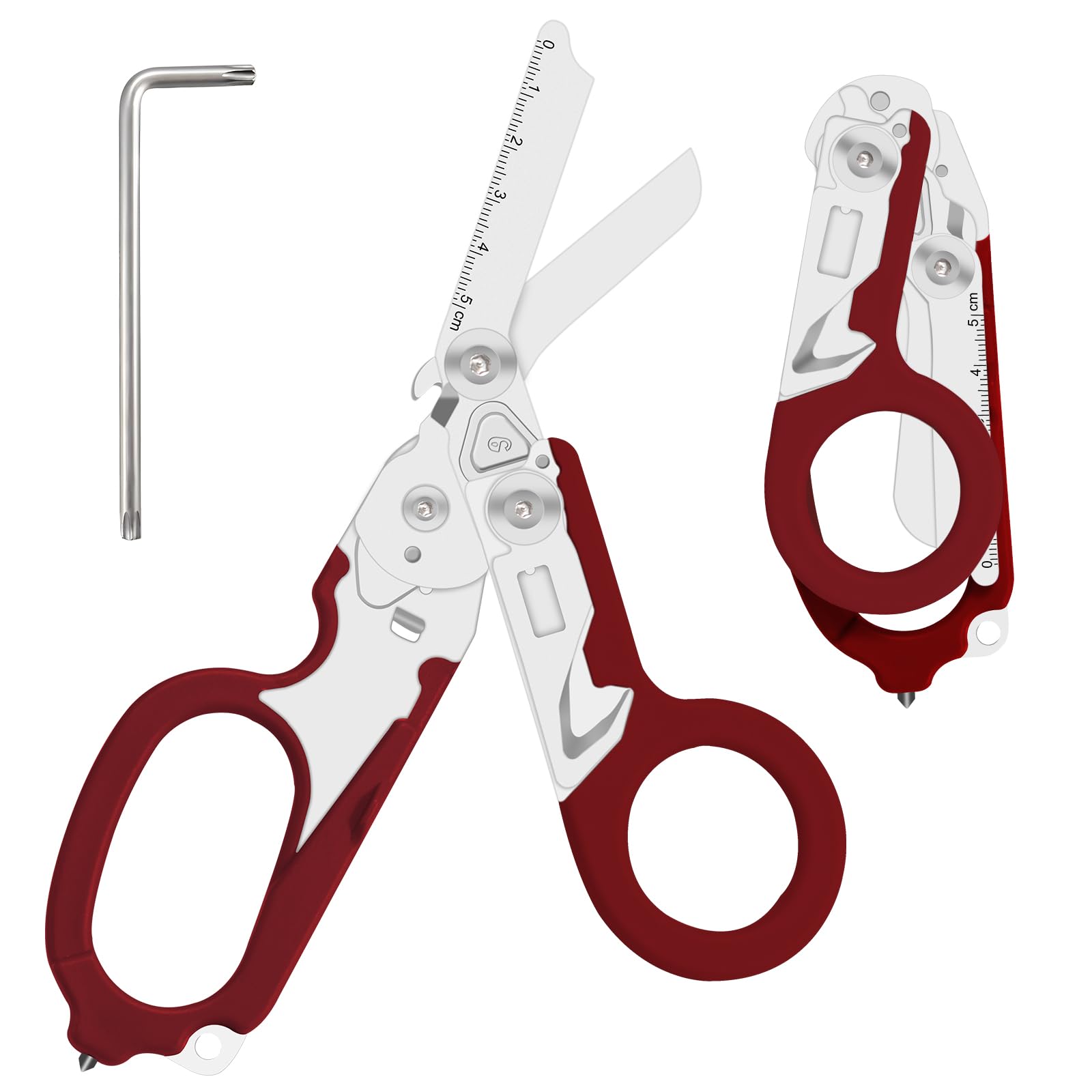 6-in-1 Heavy-Duty Emergency trauma shears (red)