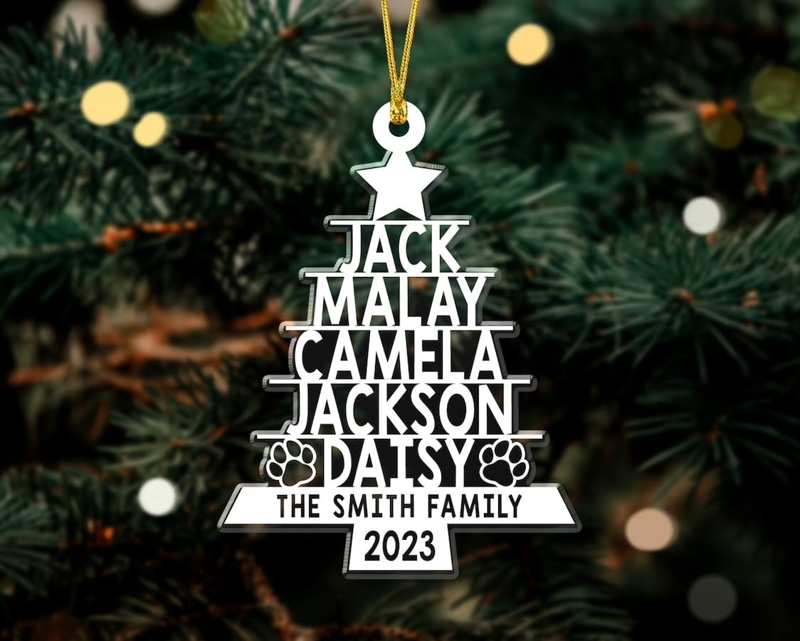 DecoraNova Custom Family Ornament, Family Name Christmas